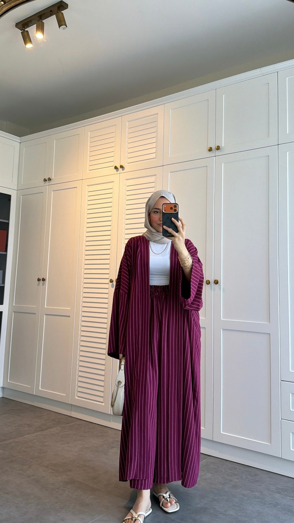 Çizgili Kimono Takım Burgonya