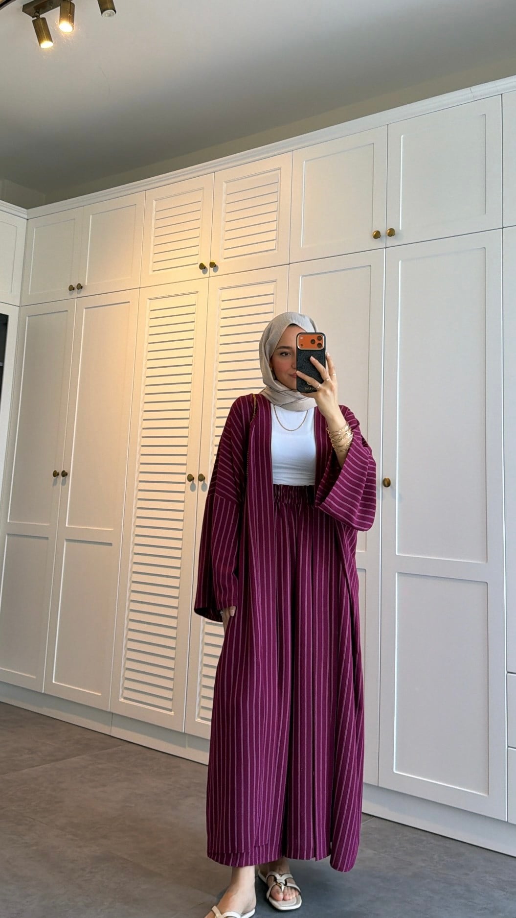 Çizgili Kimono Takım Burgonya
