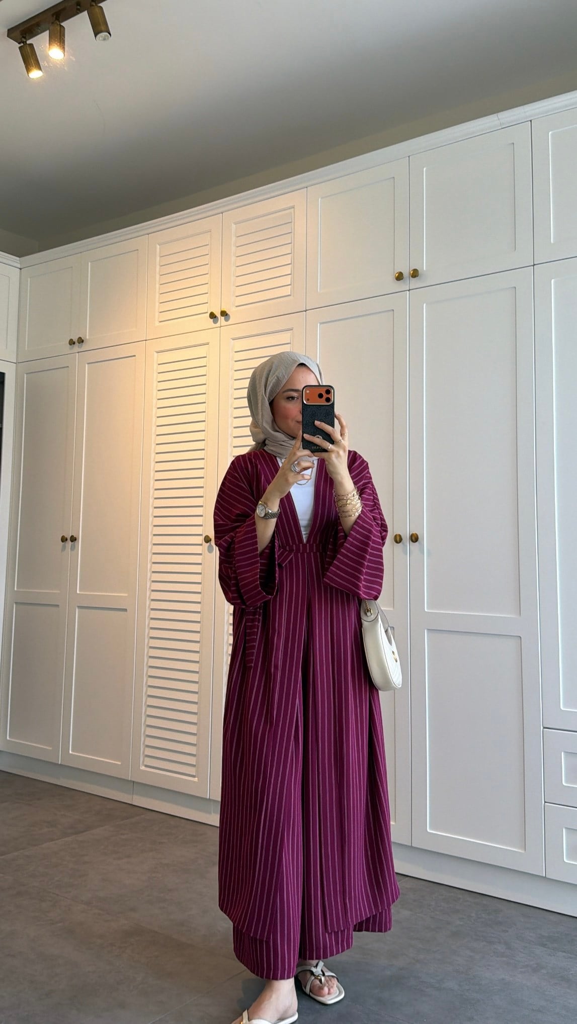 Çizgili Kimono Takım Burgonya