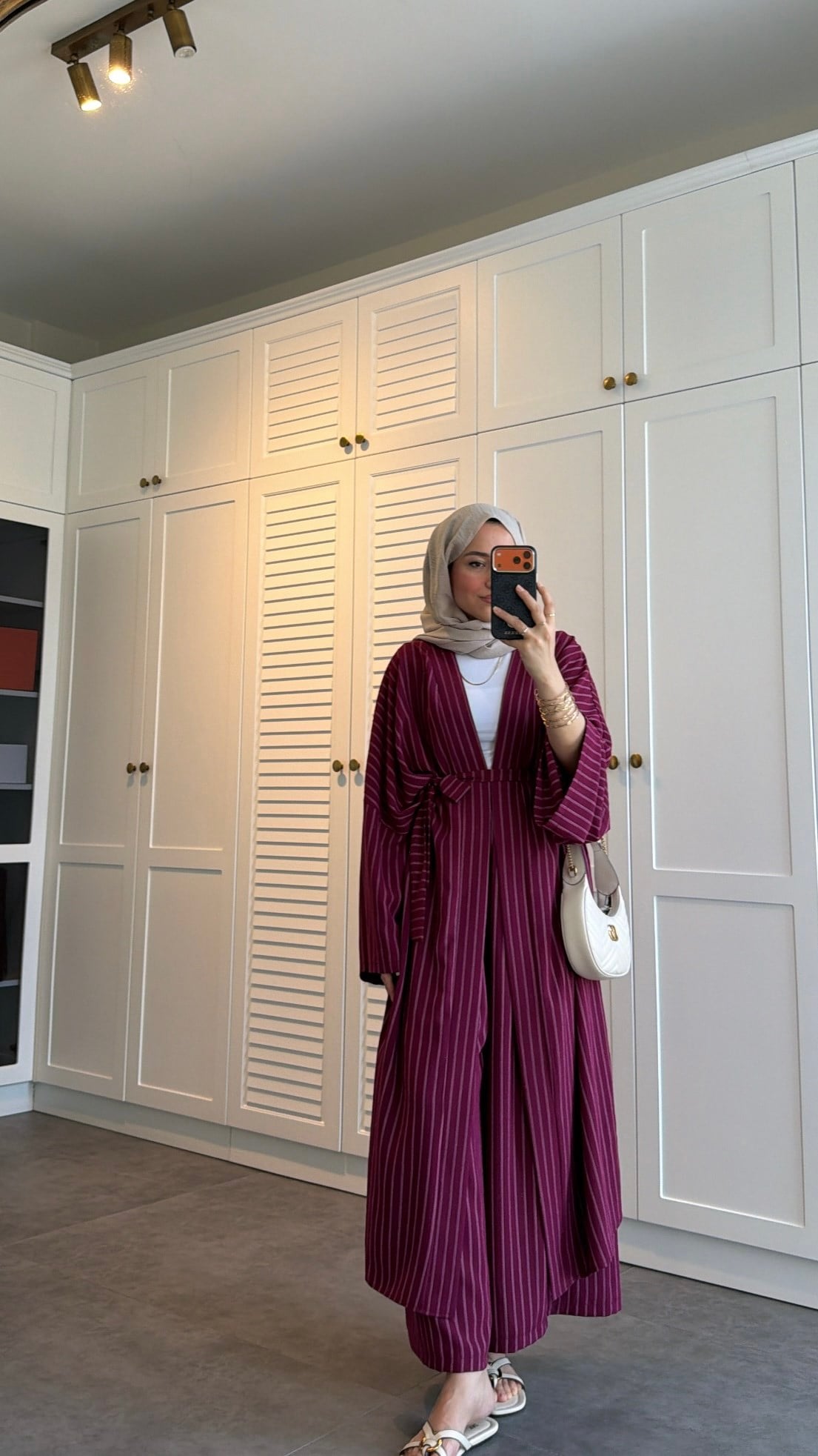 Çizgili Kimono Takım Burgonya