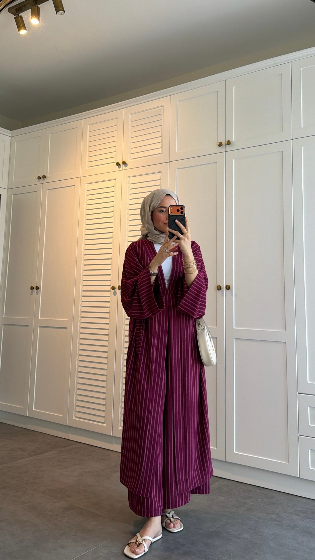 Çizgili Kimono Takım Burgonya