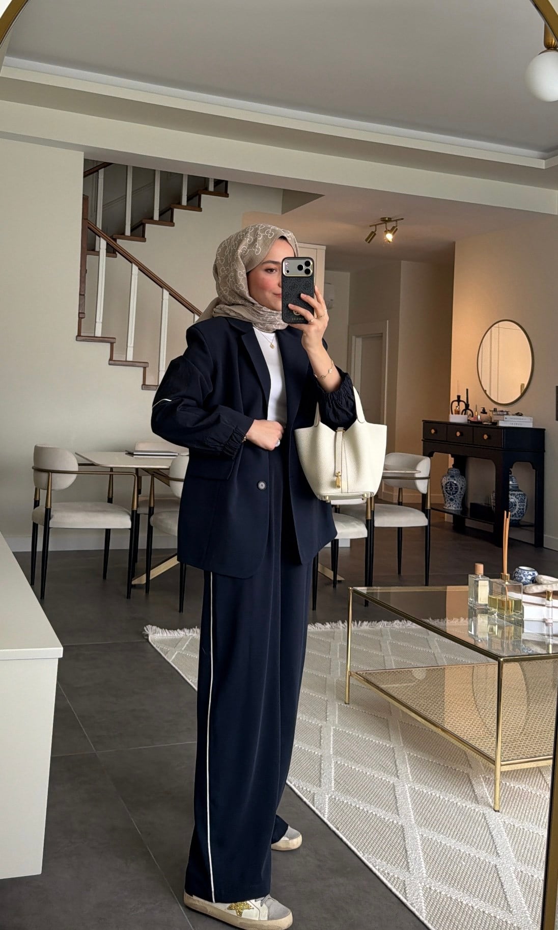 Çizgili Paraşüt Detay Takım Lacivert 