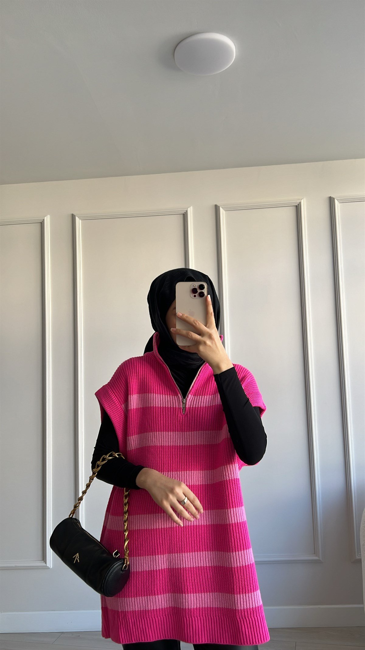 Çizgili Pembe Süveter 