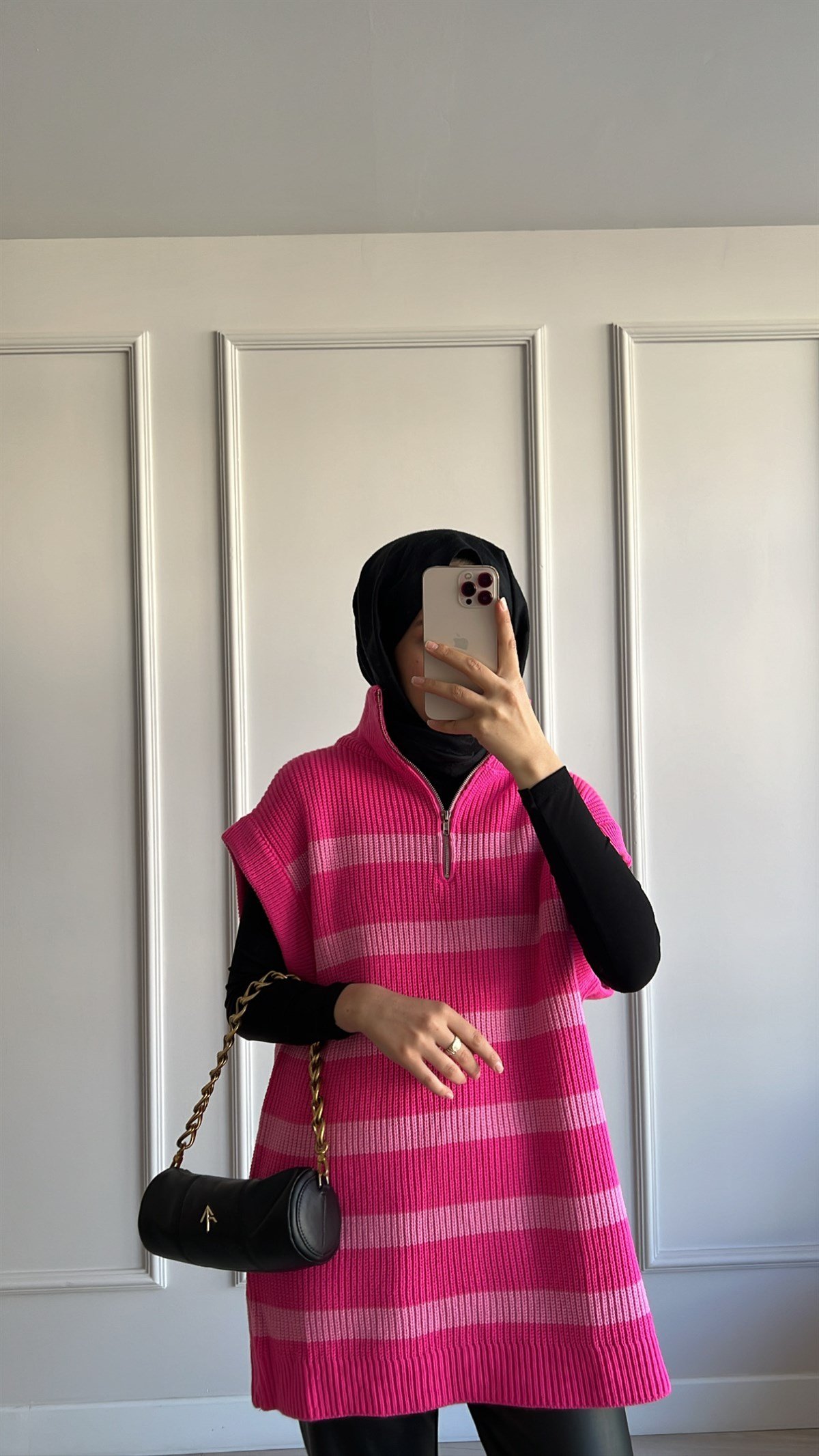 Çizgili Pembe Süveter 
