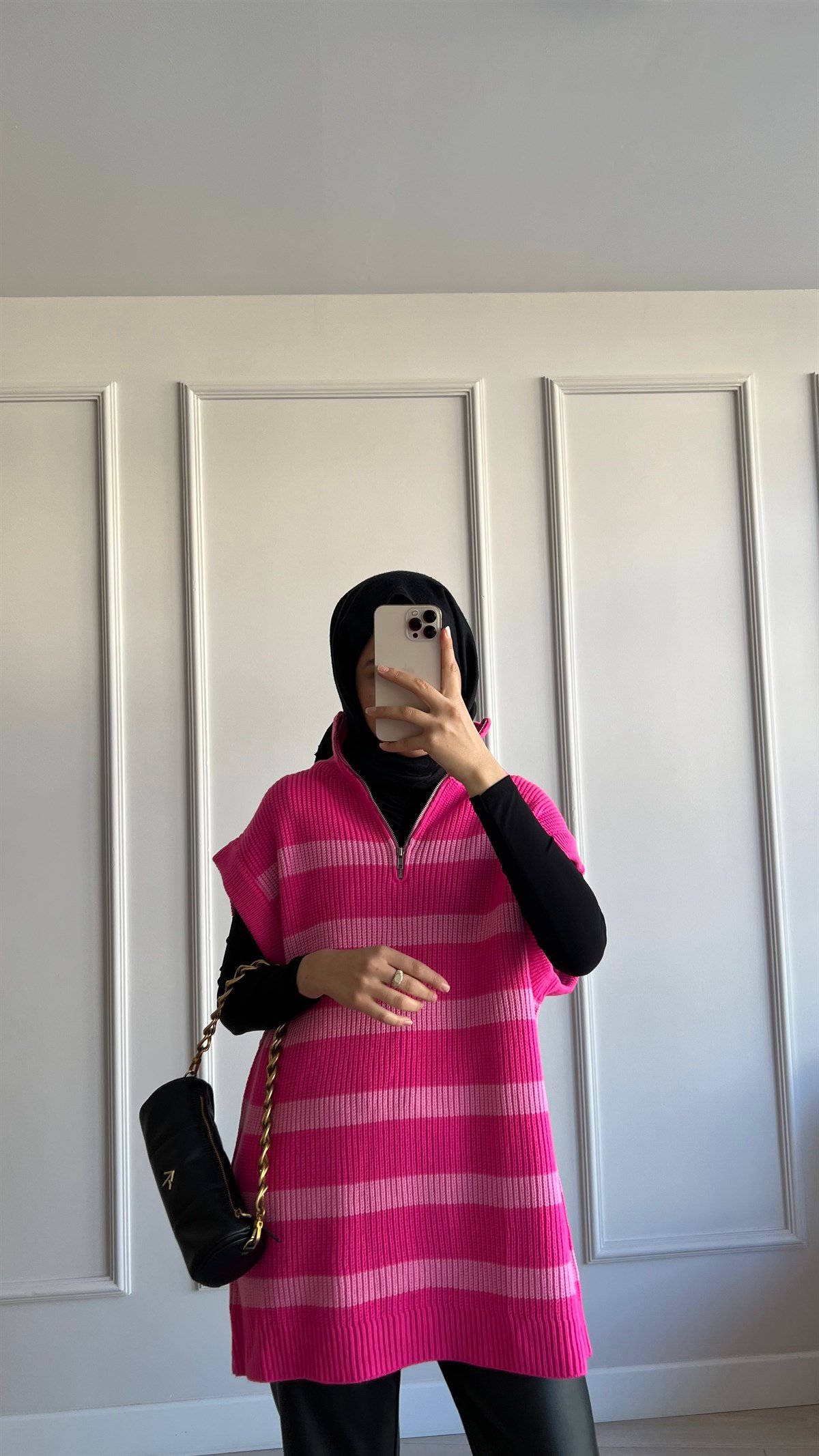Çizgili Pembe Süveter 