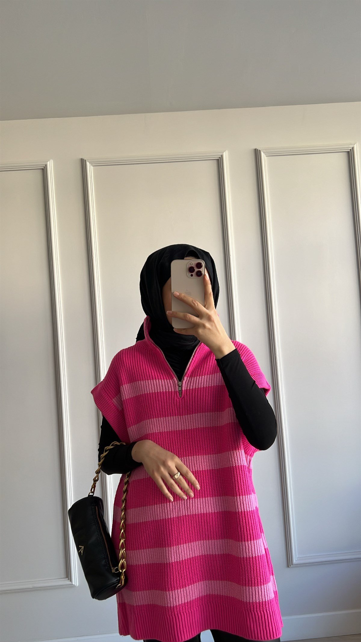 Çizgili Pembe Süveter 