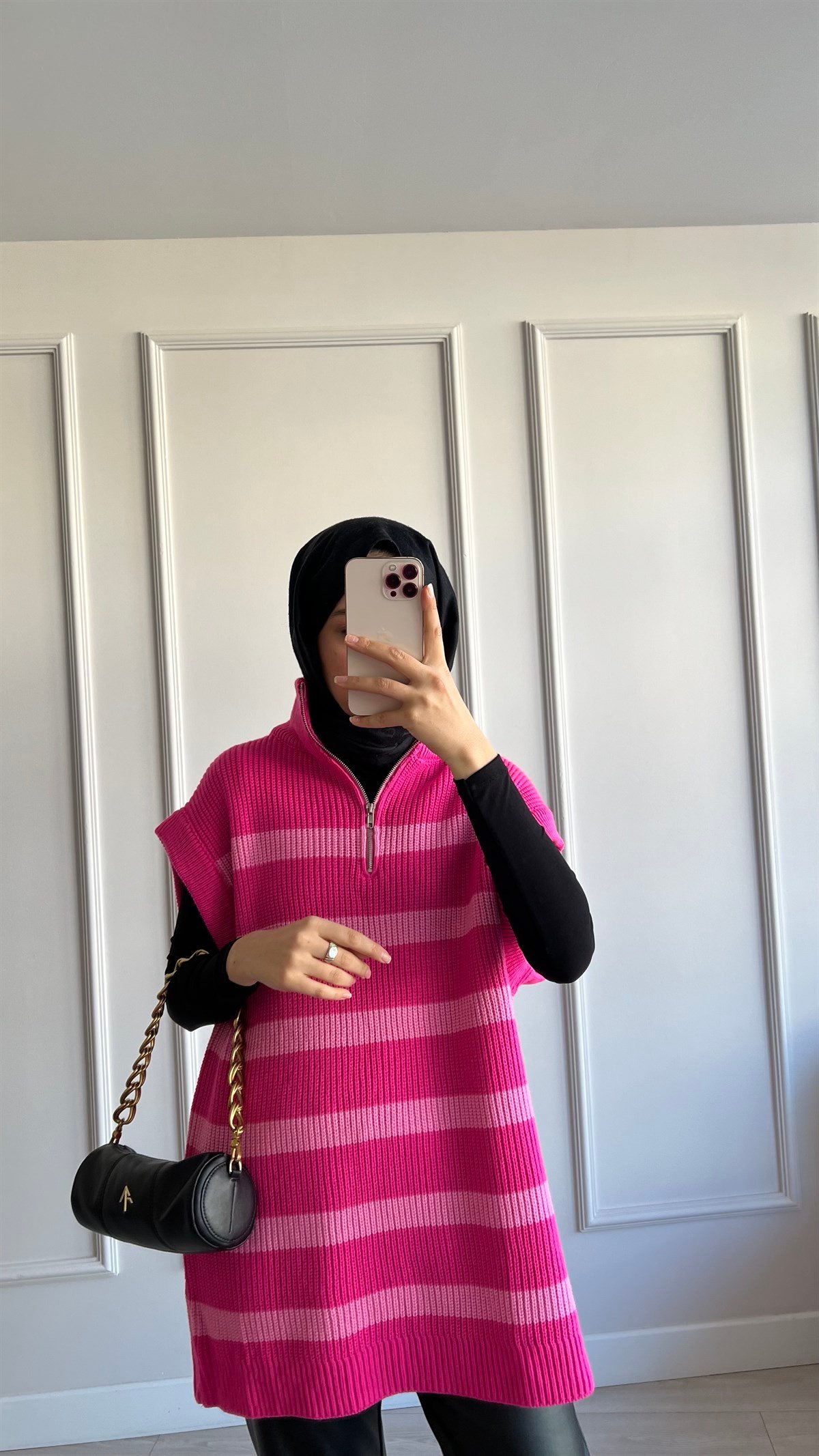 Çizgili Pembe Süveter 