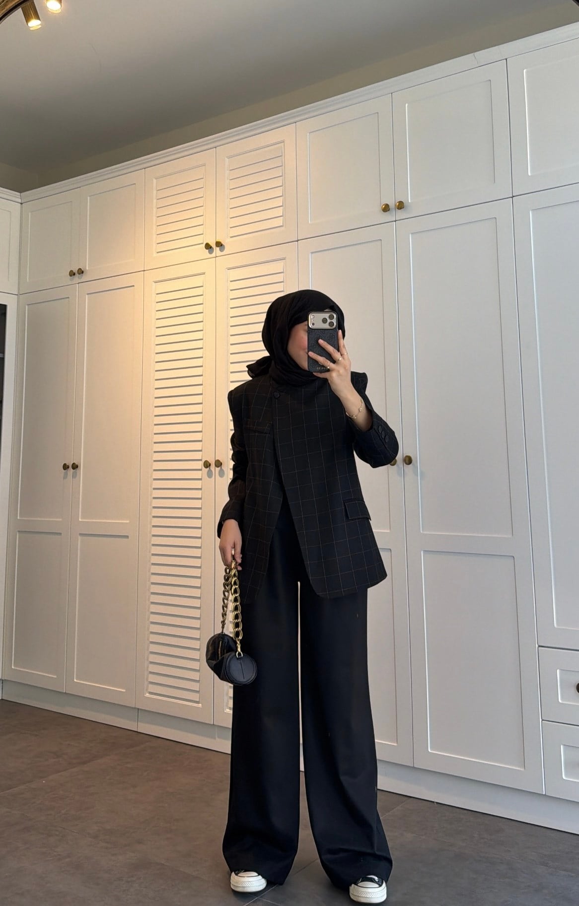 Çizgili Süs Cepli Hakim Yaka Blazer Ceket Siyah