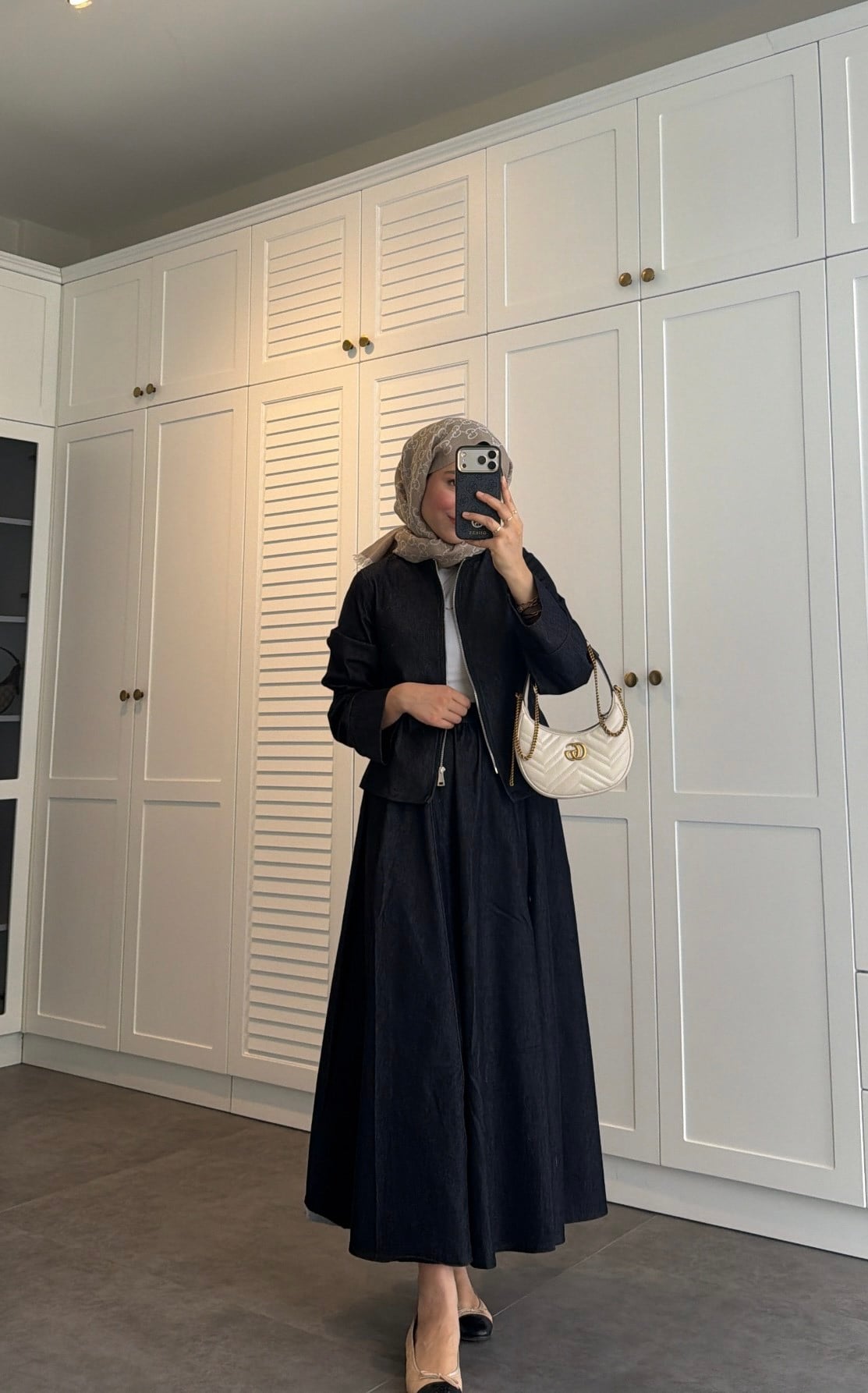 Denim Etekli Takım Lacivert