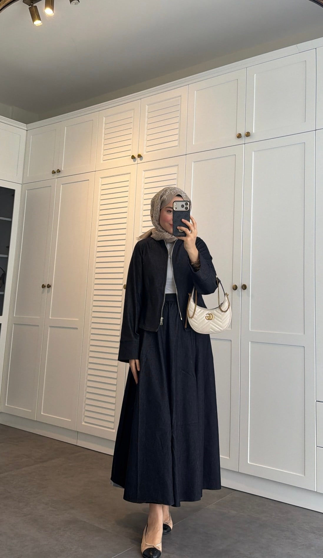 Denim Etekli Takım Lacivert
