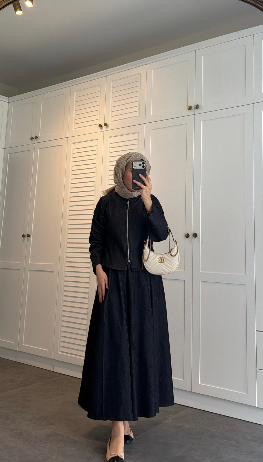 Denim Etekli Takım Lacivert