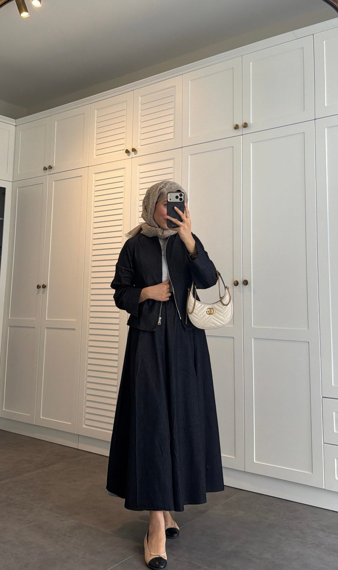 Denim Etekli Takım Lacivert