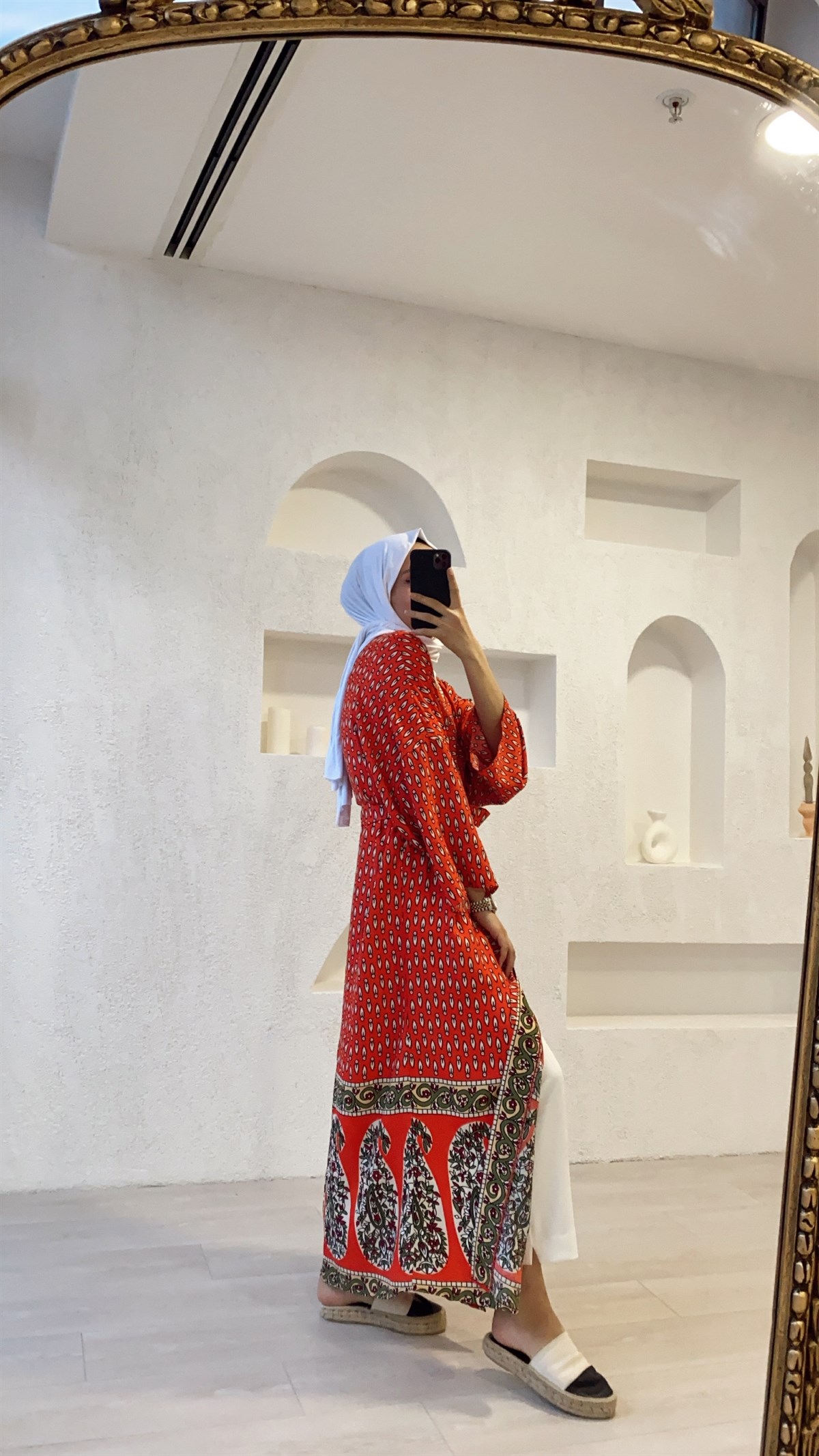 Desenli Kuşaklı Kimono