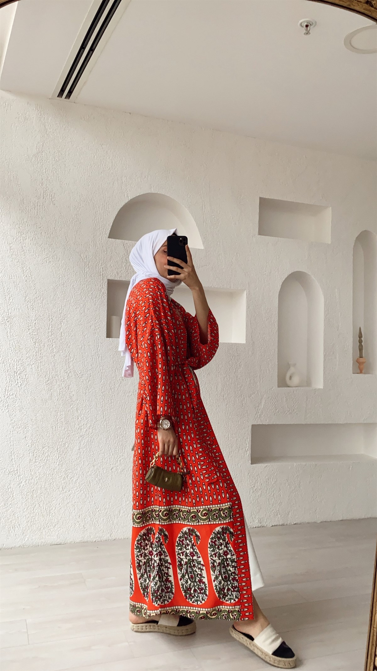 Desenli Kuşaklı Kimono