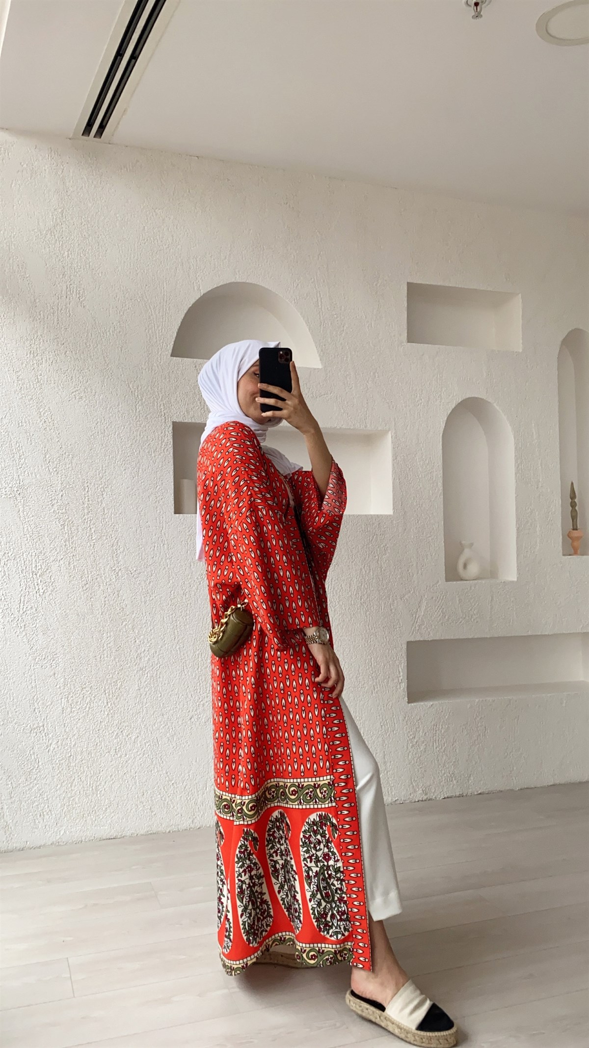 Desenli Kuşaklı Kimono