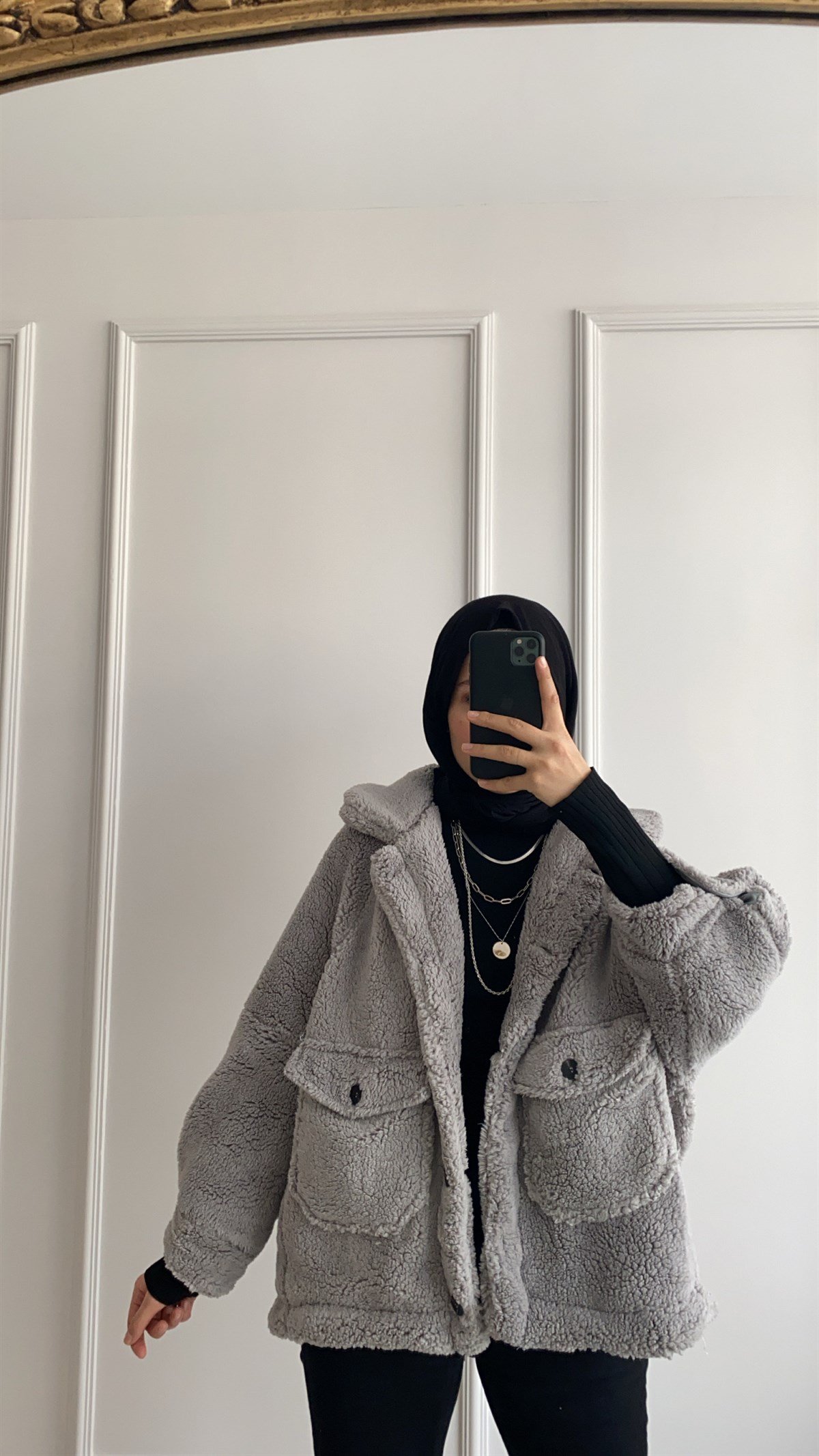 Dilvin Gri Peluş Ceket