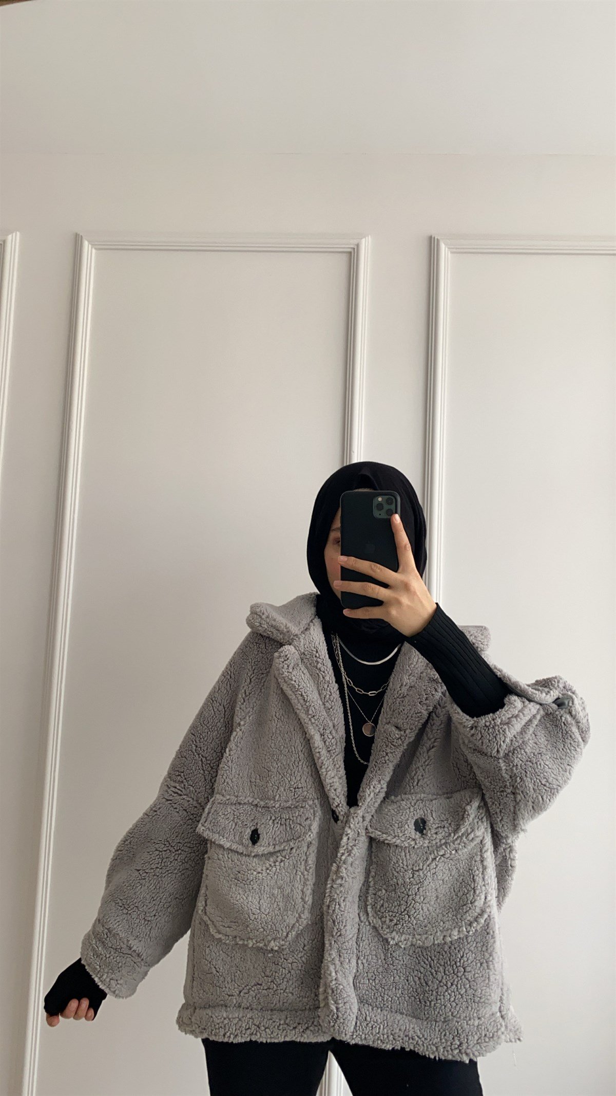 Dilvin Gri Peluş Ceket