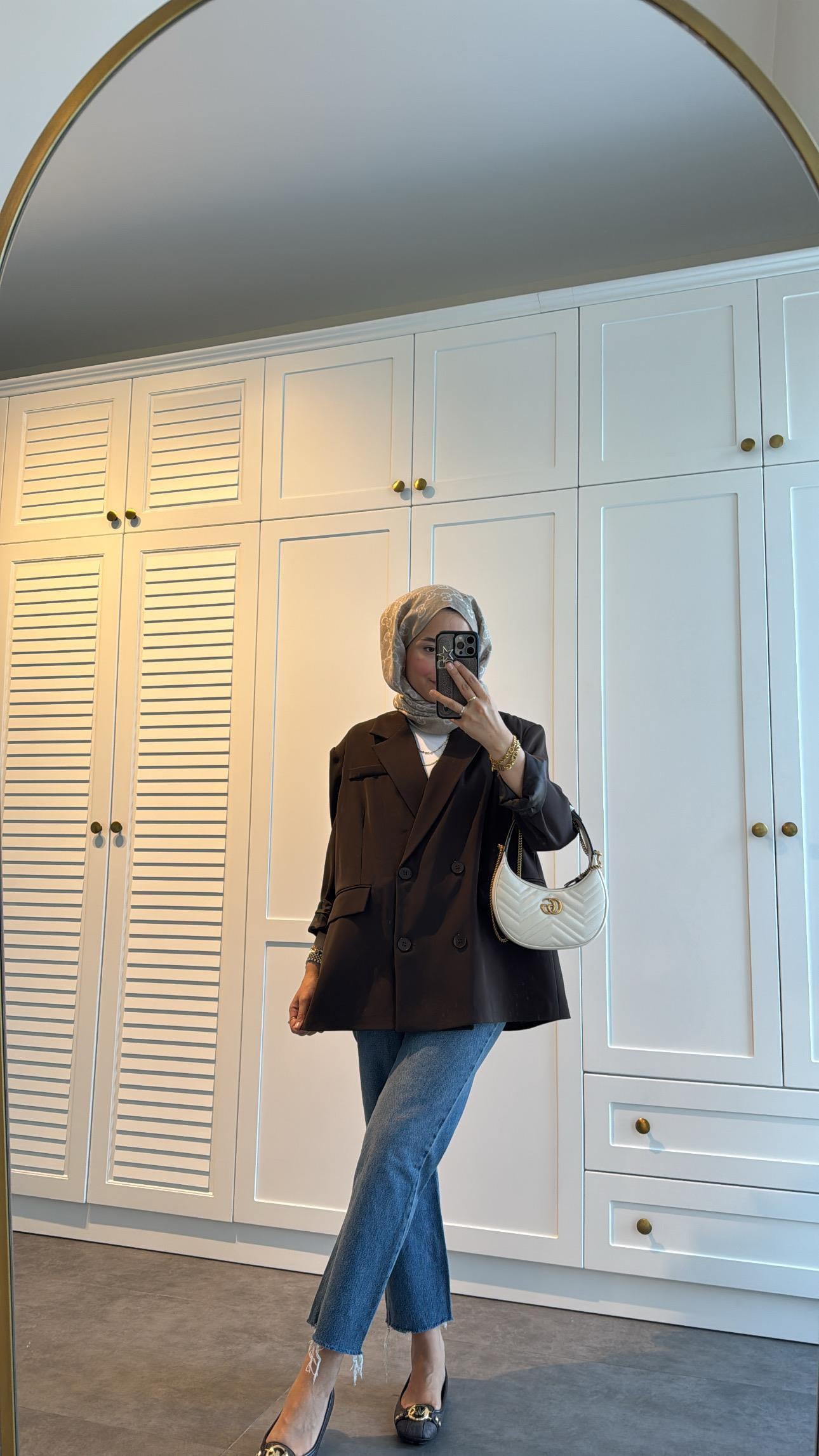 Dört Düğmeli Oversize Ceket Acı Kahve