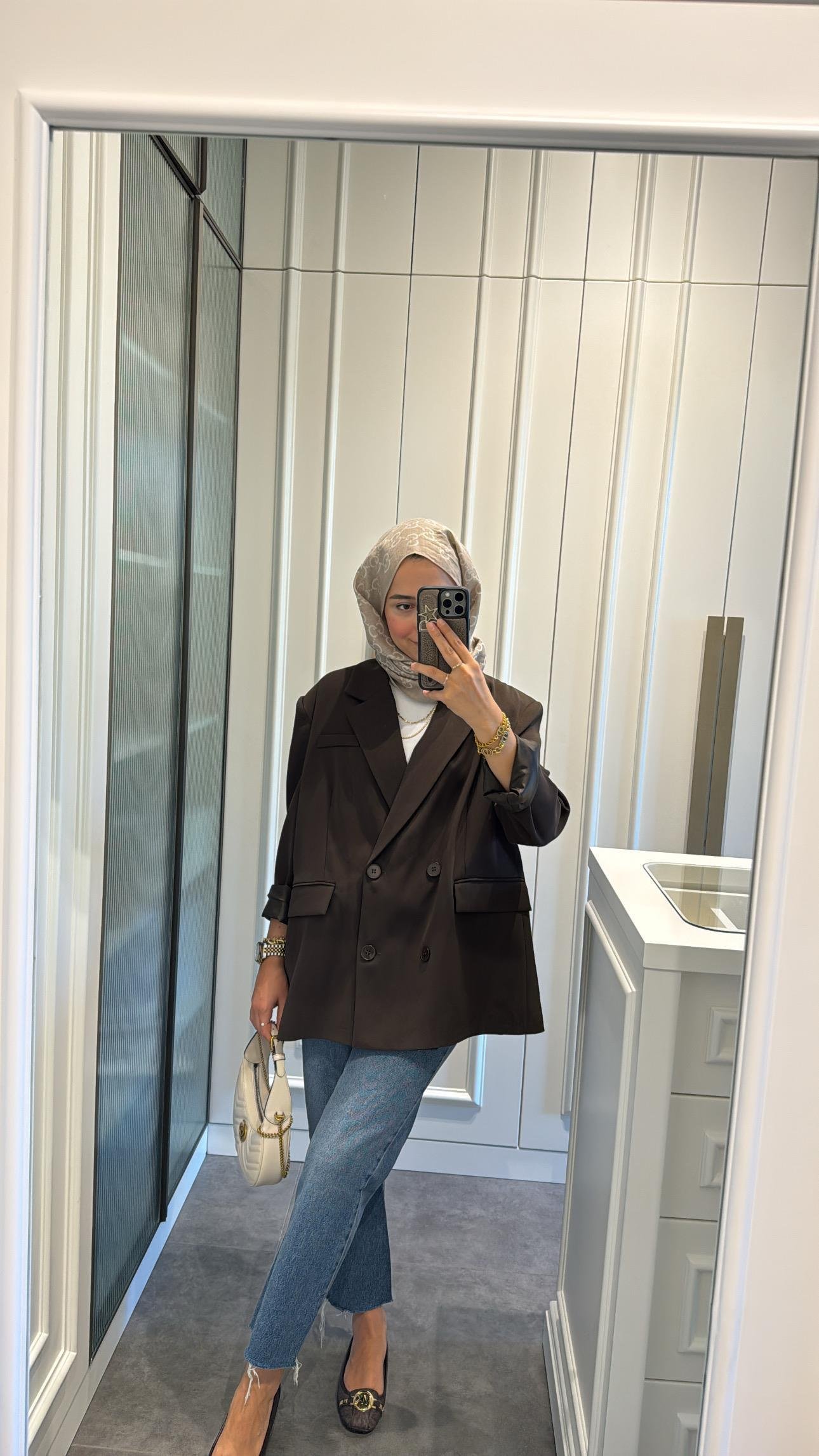 Dört Düğmeli Oversize Ceket Acı Kahve