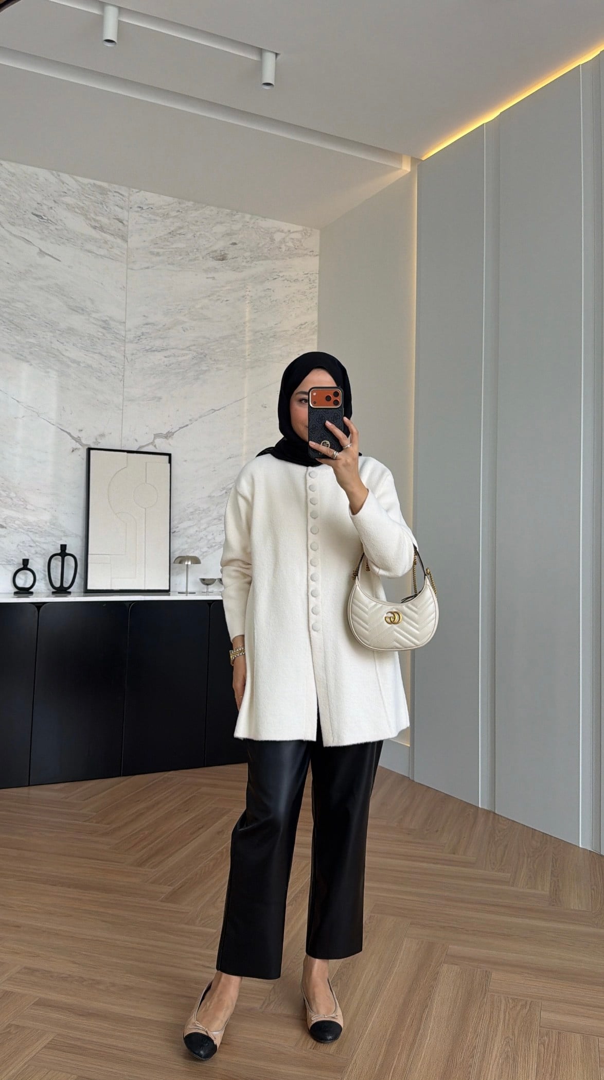 Düğme Detaylı Angora Hırka Ekru 