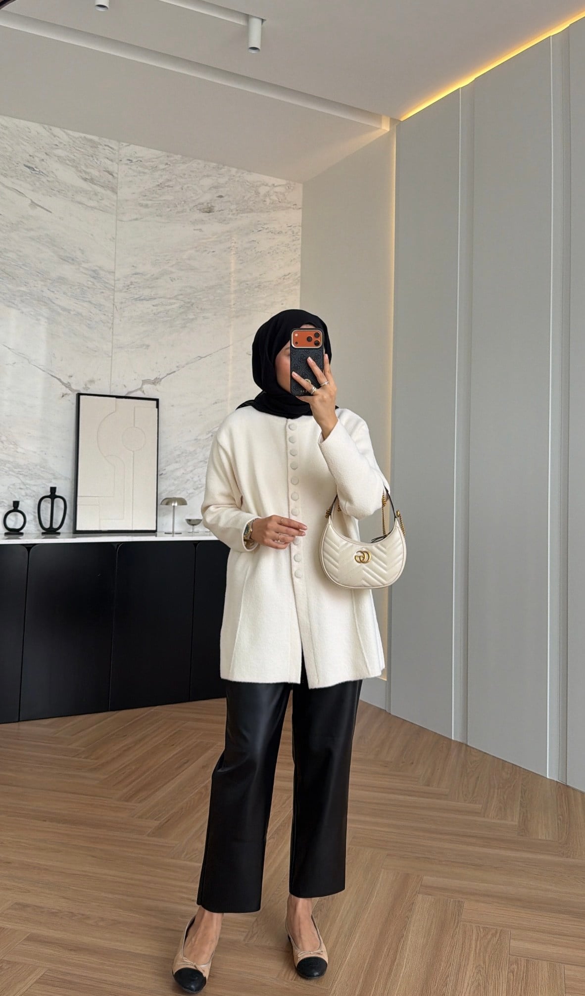 Düğme Detaylı Angora Hırka Ekru 