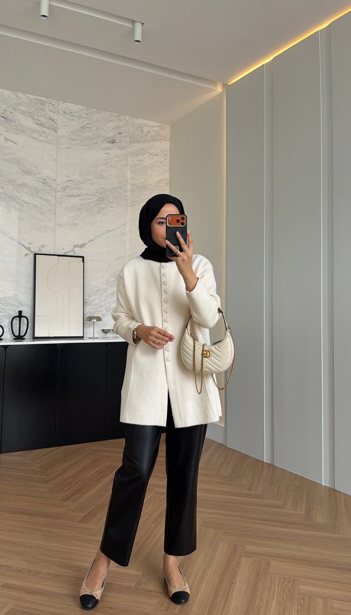 Düğme Detaylı Angora Hırka Ekru 