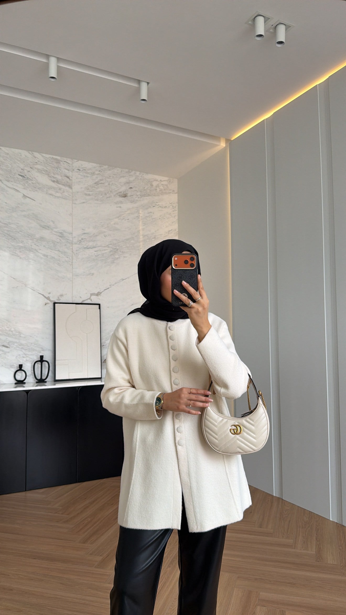 Düğme Detaylı Angora Hırka Ekru 