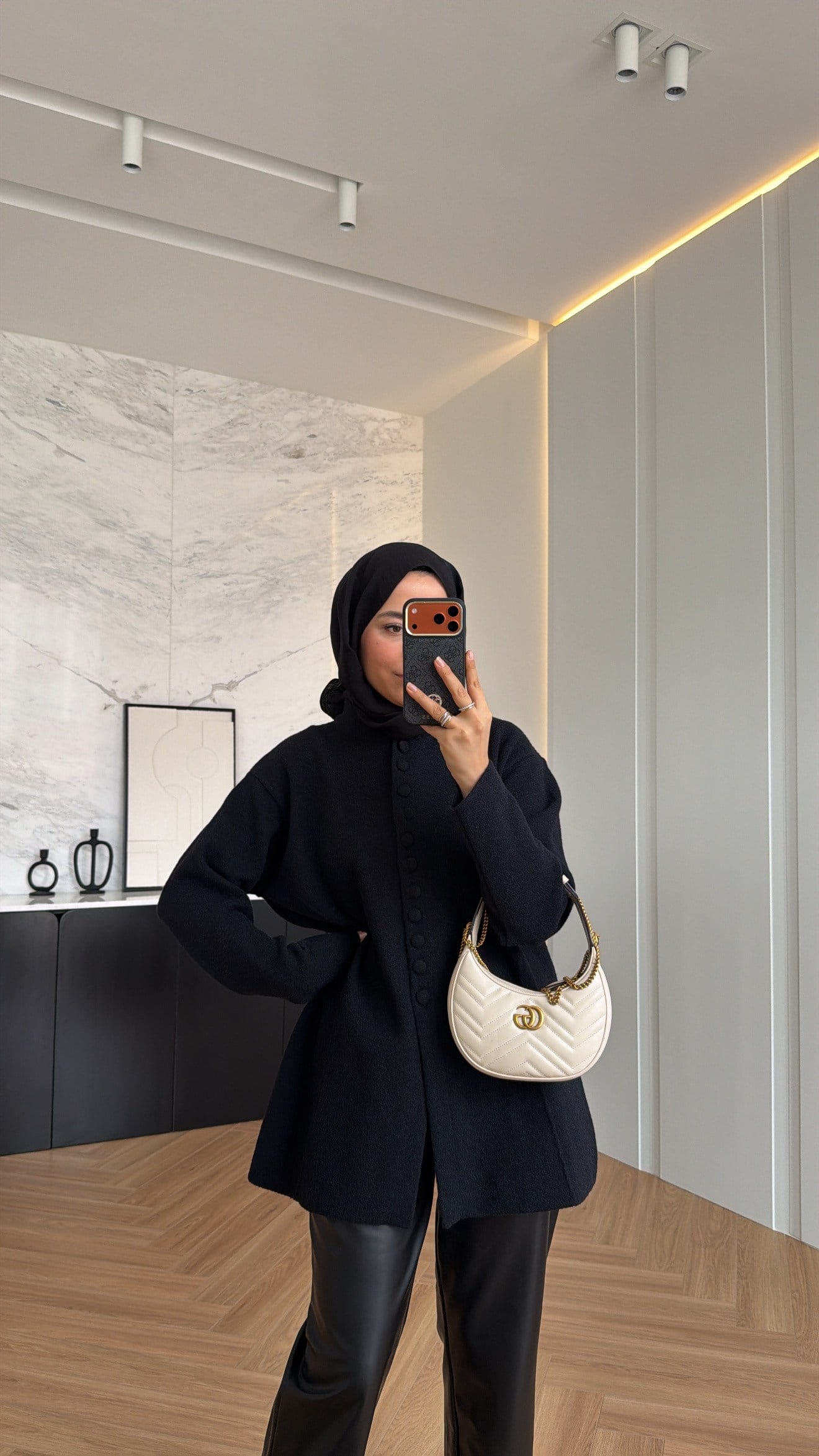 Düğme Detaylı Angora Hırka Siyah