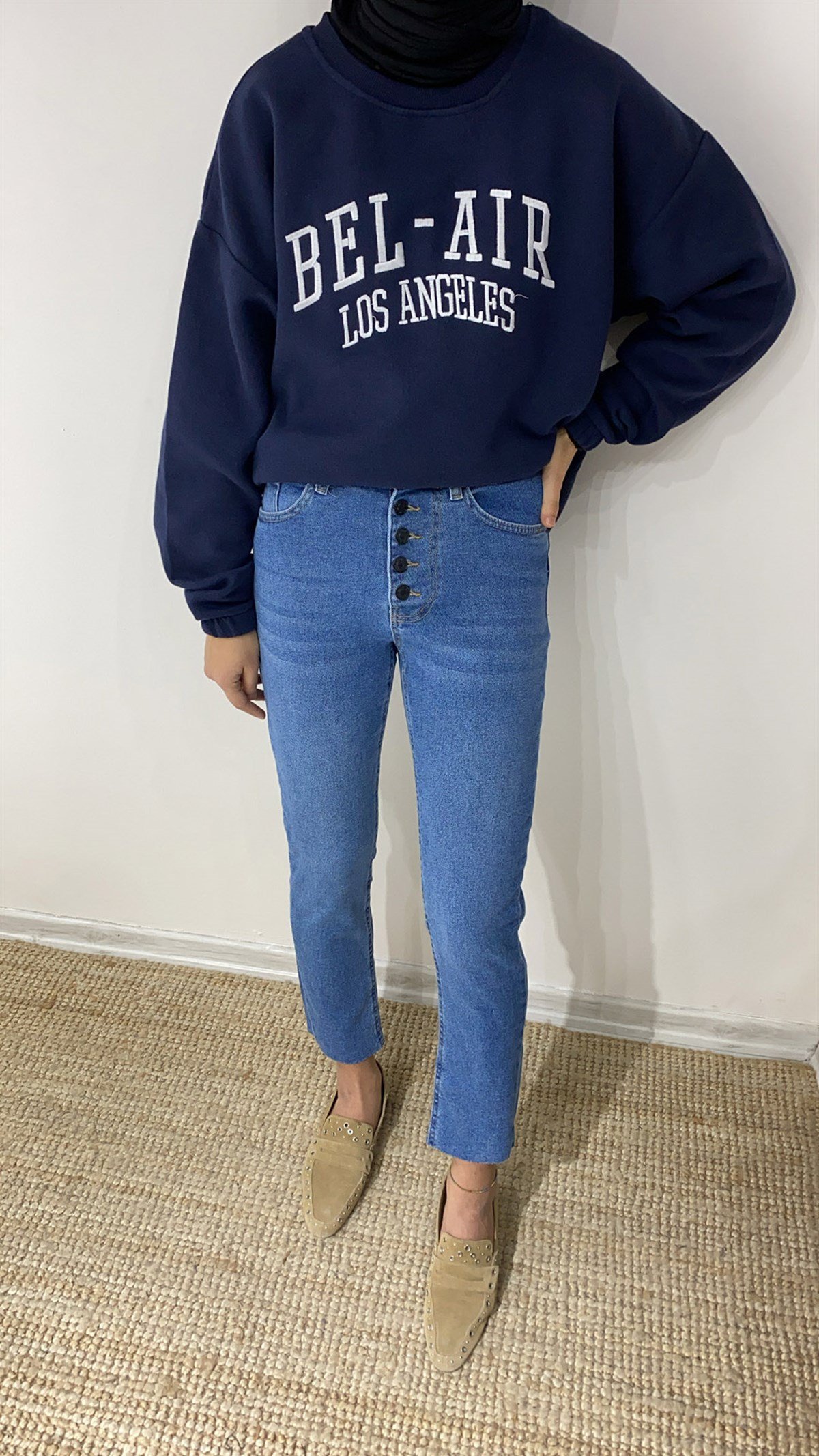 Düğme Detaylı Mom Fit