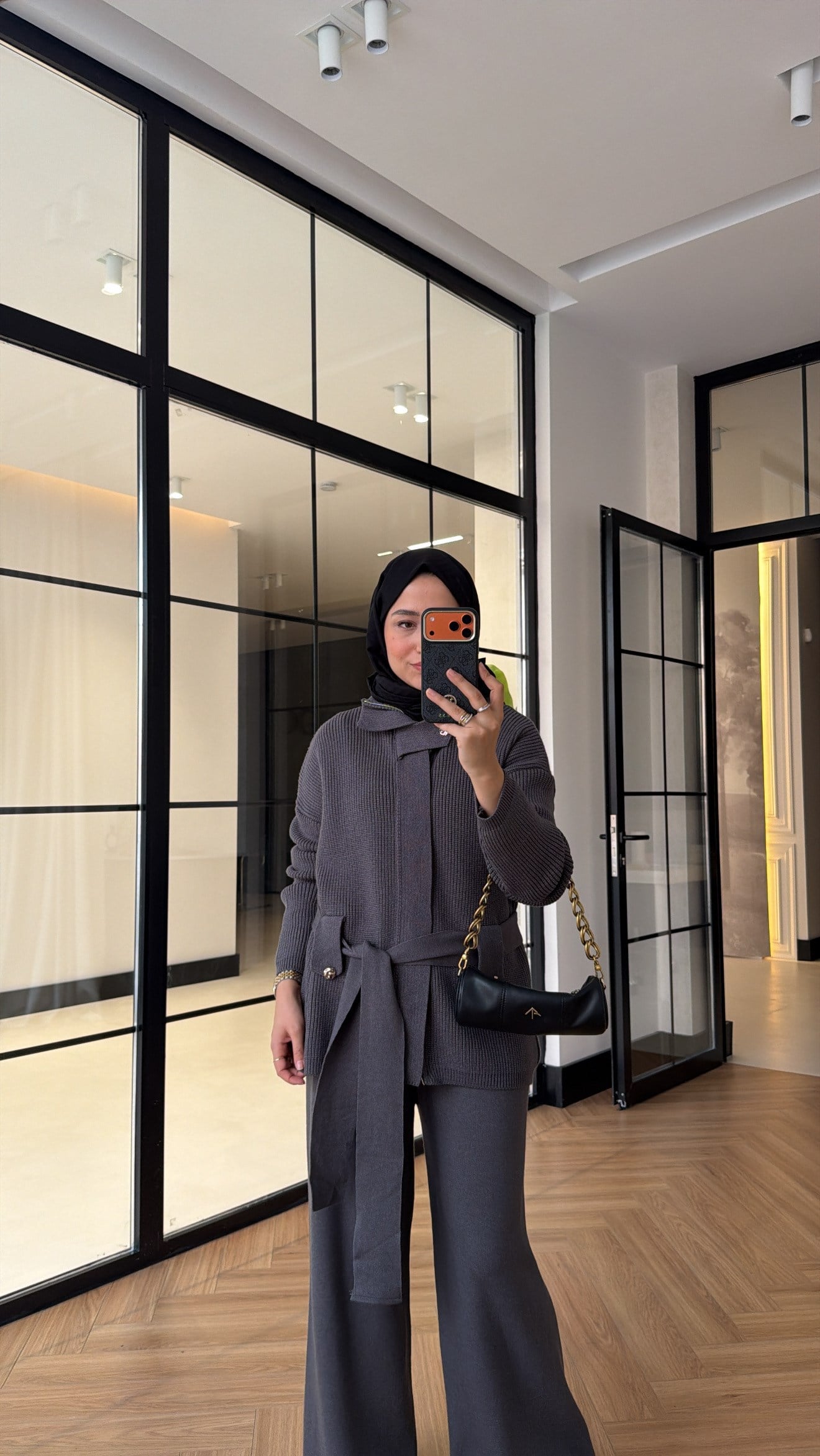 Düğme Detaylı Triko Takım Antrasit
