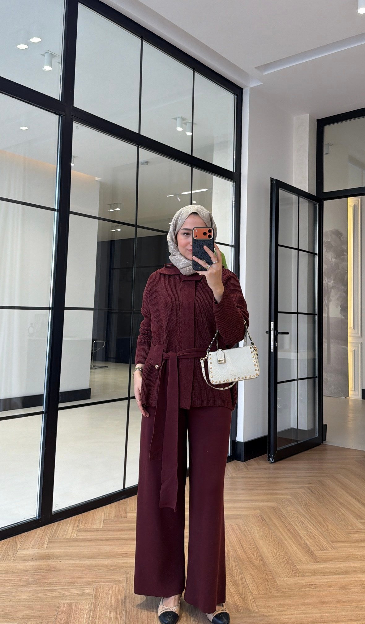 Düğme Detaylı Triko Takım Burgonya