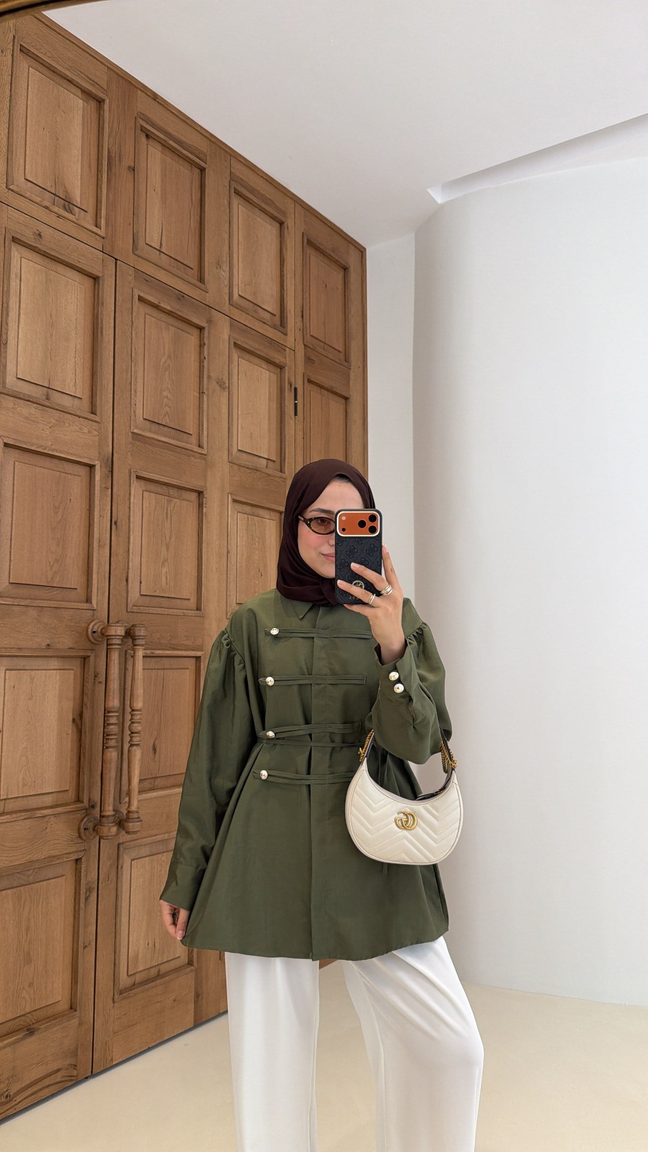Düğmeli Biye Bağcıklı Ceket Olive