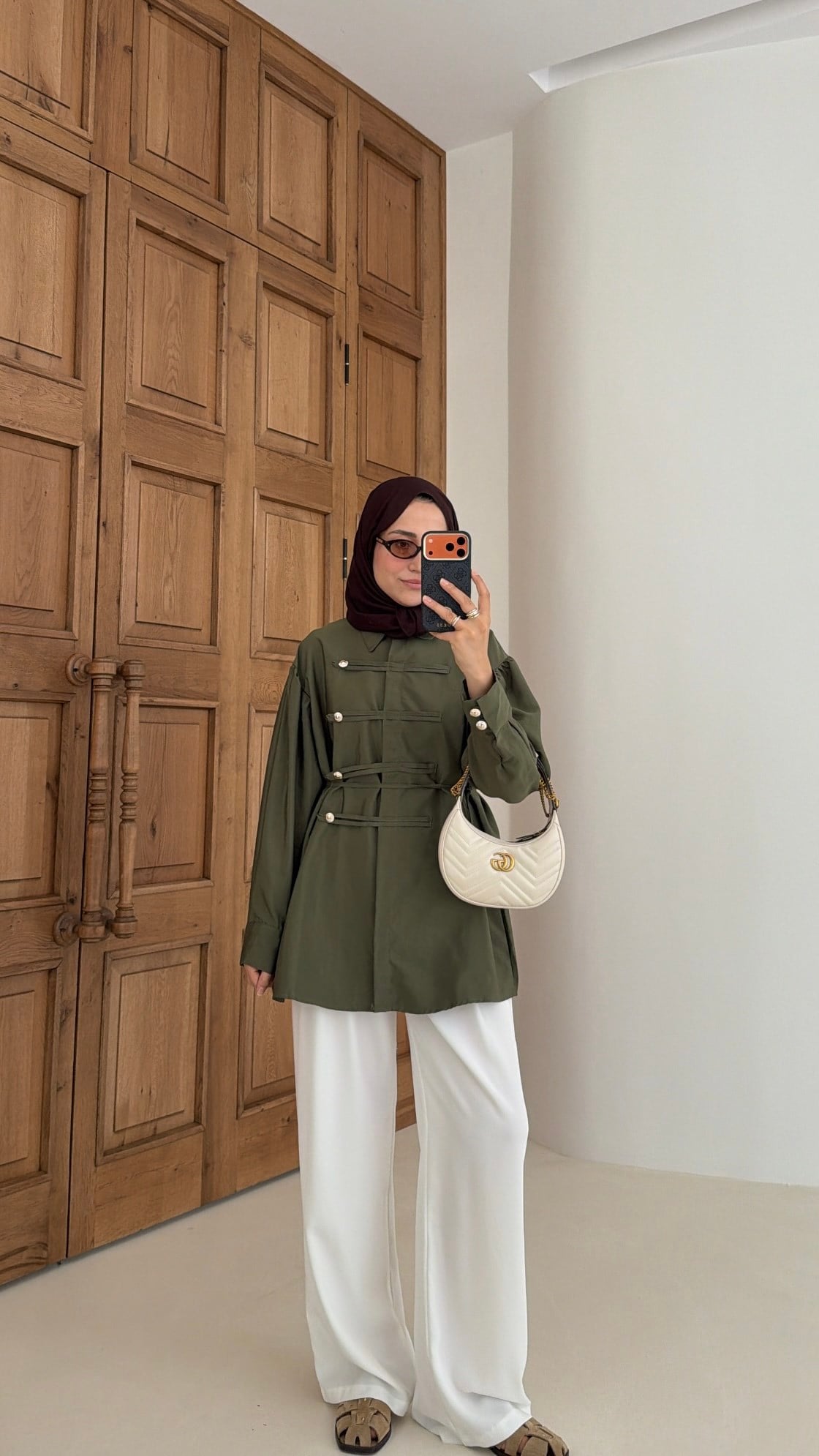 Düğmeli Biye Bağcıklı Ceket Olive