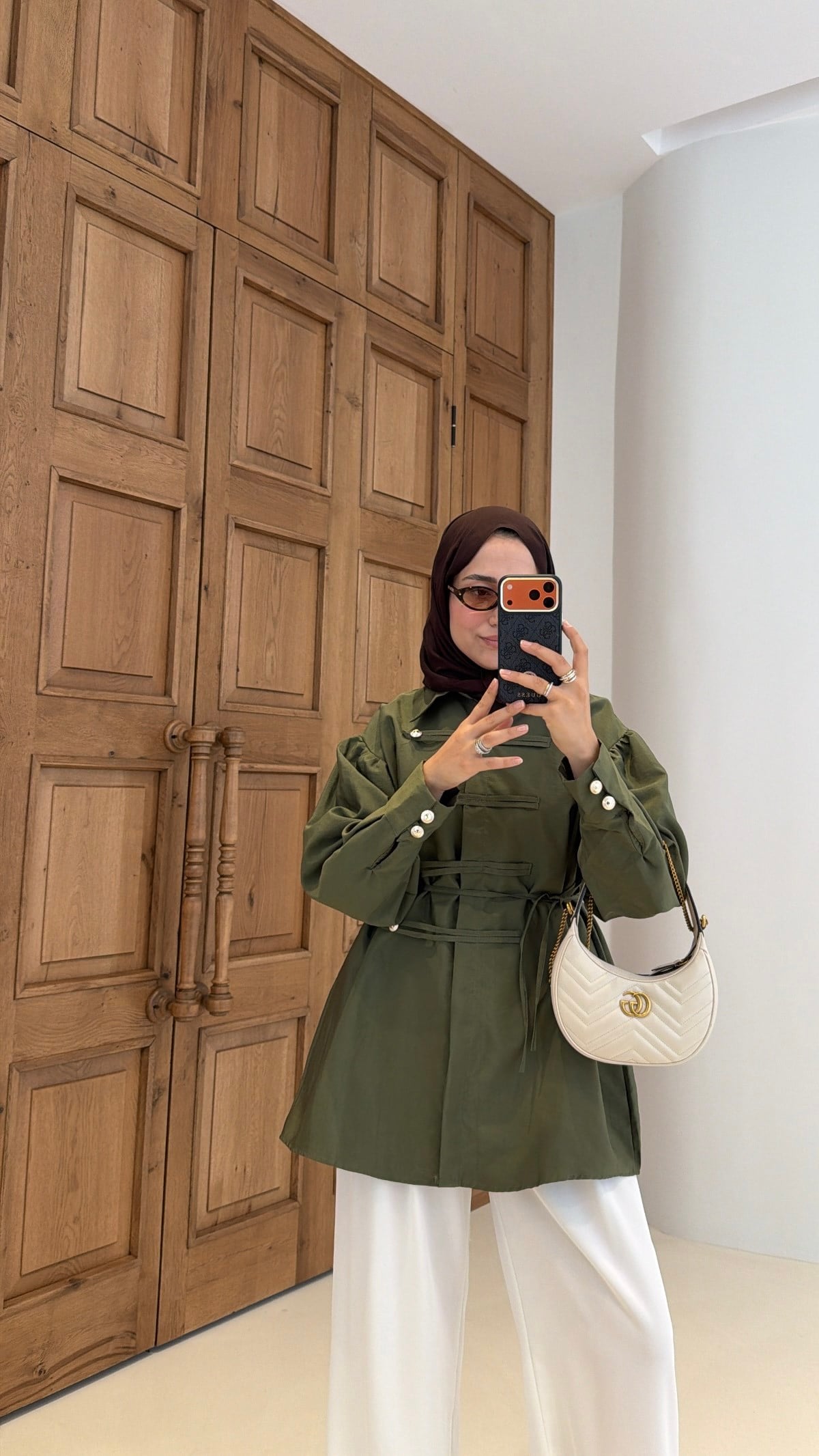 Düğmeli Biye Bağcıklı Ceket Olive