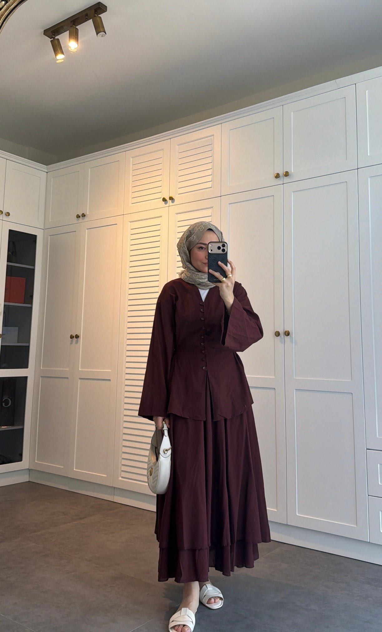 Düğmeli Pamuk Vual Takım Burgonya