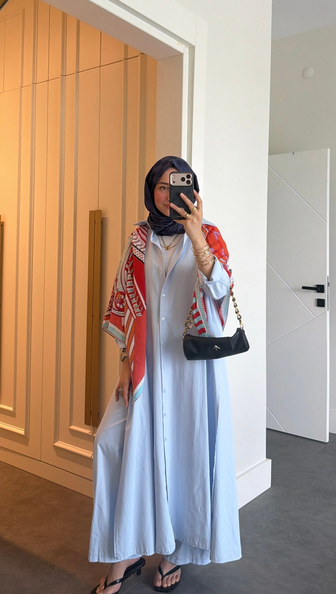 Düğmeli Yırtmaç Tunik Detay Takım Mavi