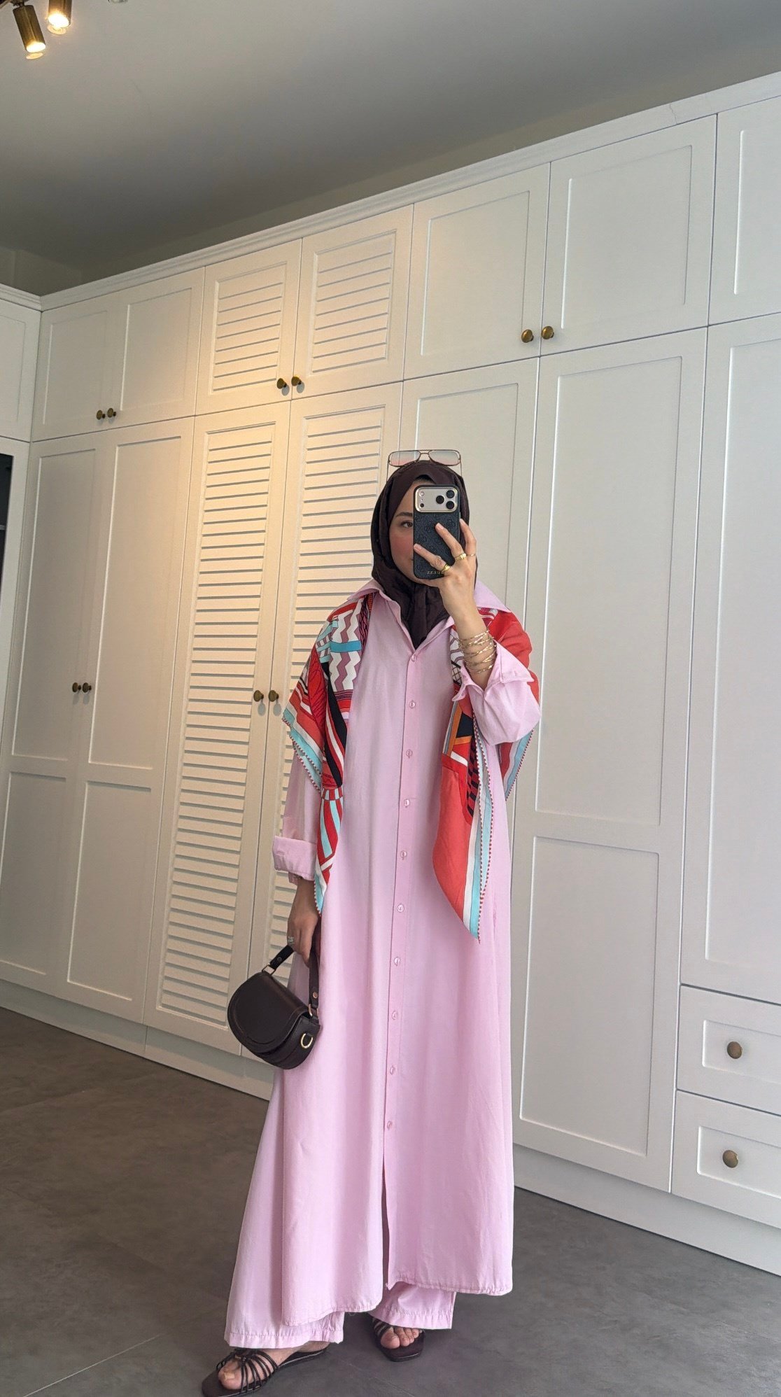 Düğmeli Yırtmaç Tunik Detay Takım Pembe