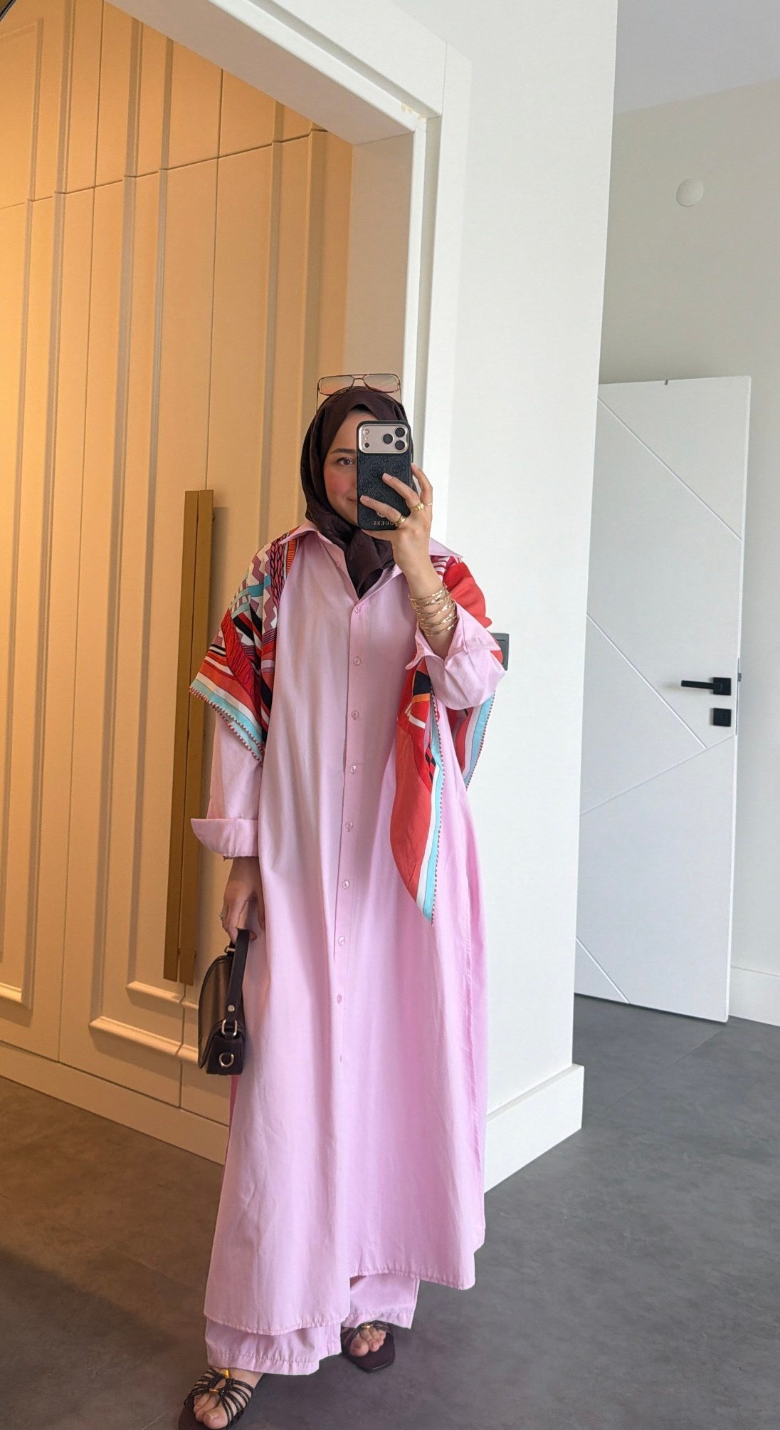 Düğmeli Yırtmaç Tunik Detay Takım Pembe
