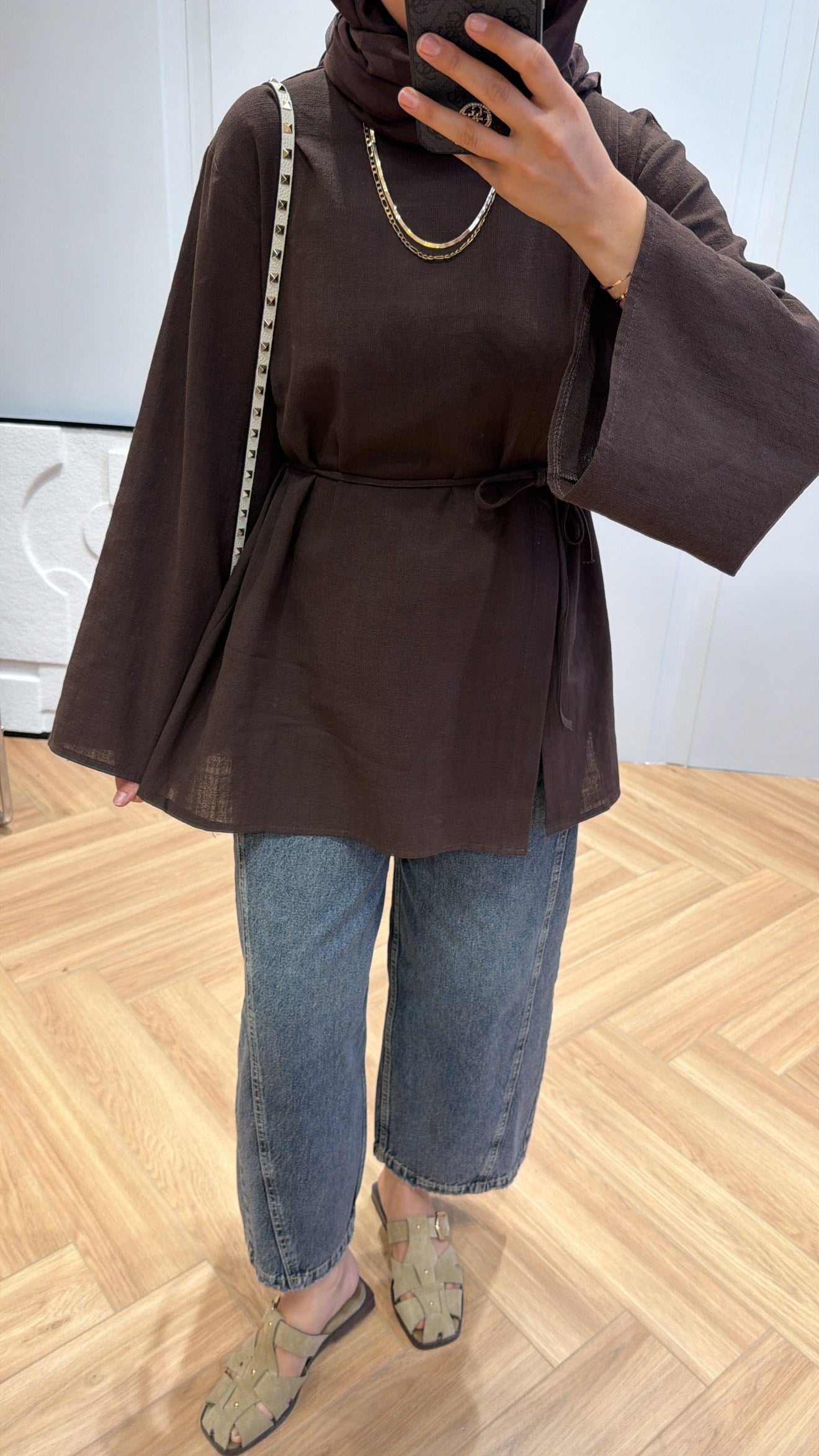 Eliza Keten Tunik Kahve