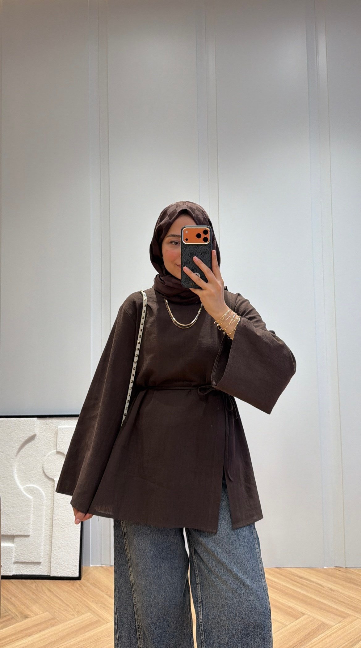 Eliza Keten Tunik Kahve