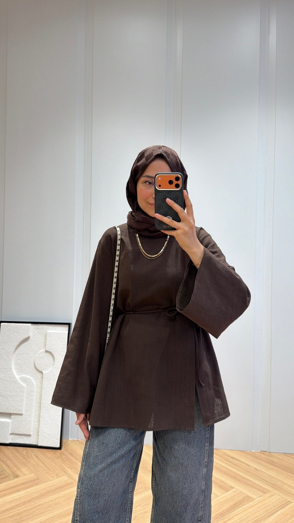 Eliza Keten Tunik Kahve