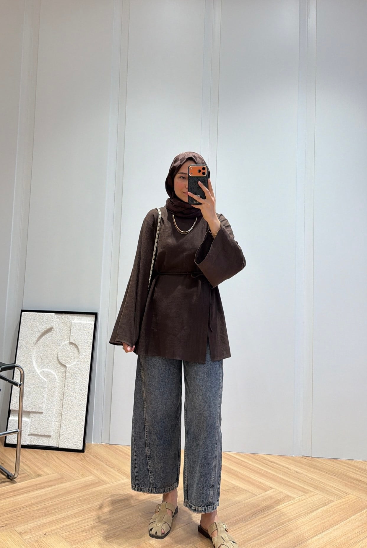 Eliza Keten Tunik Kahve