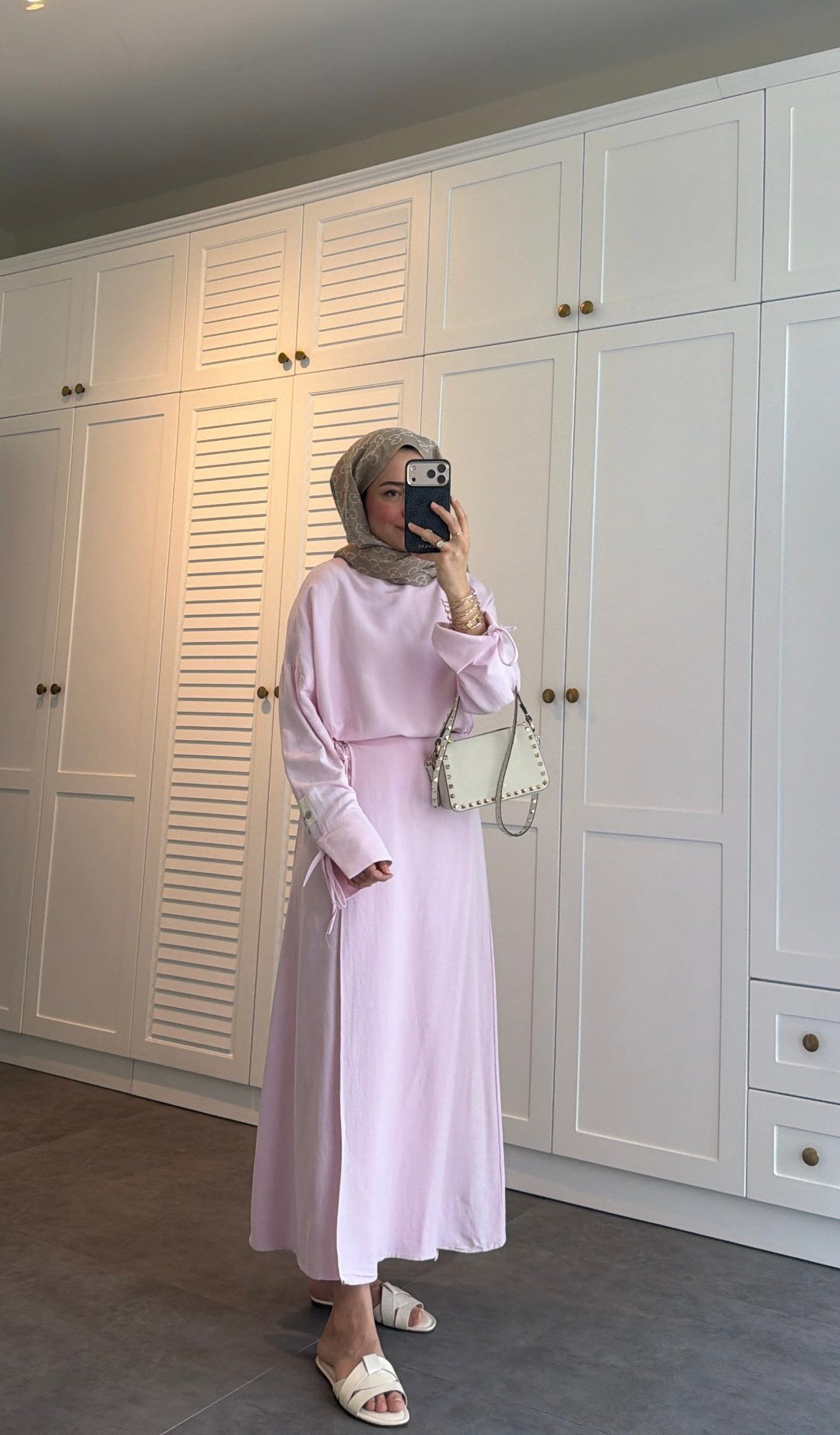Eteği İpli Keten Etek Takım Pembe