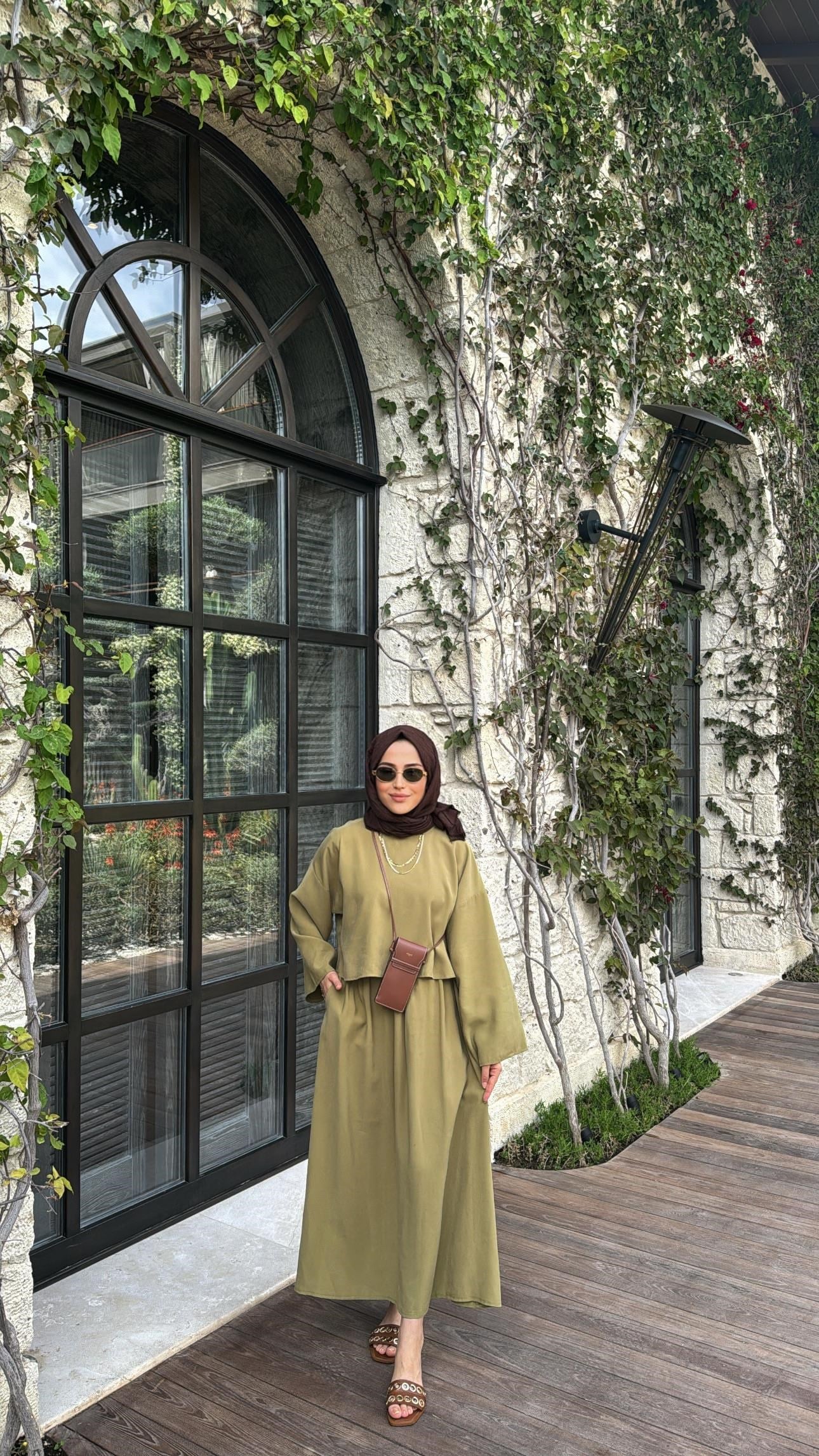 Etekli Crop Takım Olive