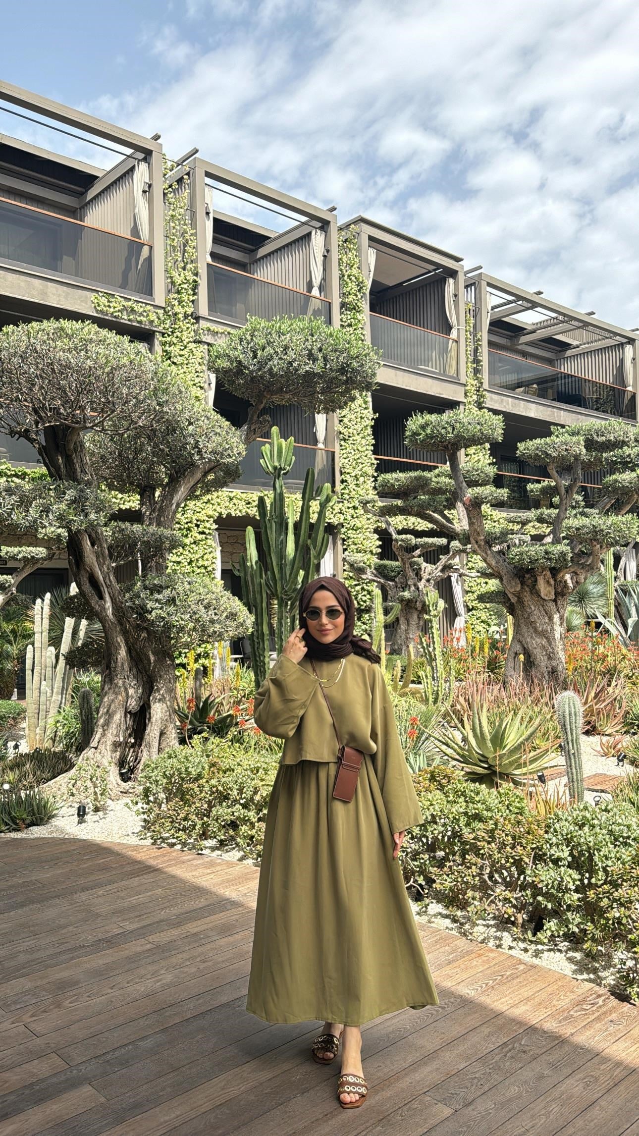 Etekli Crop Takım Olive