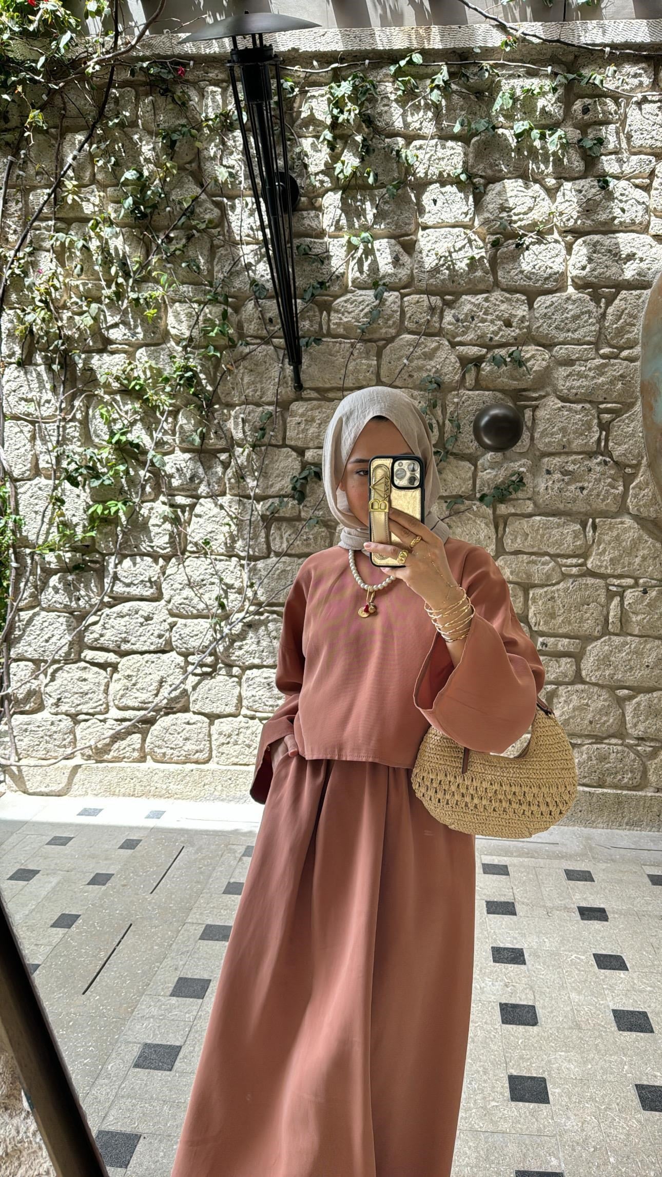 Etekli Crop Takım Turuncu