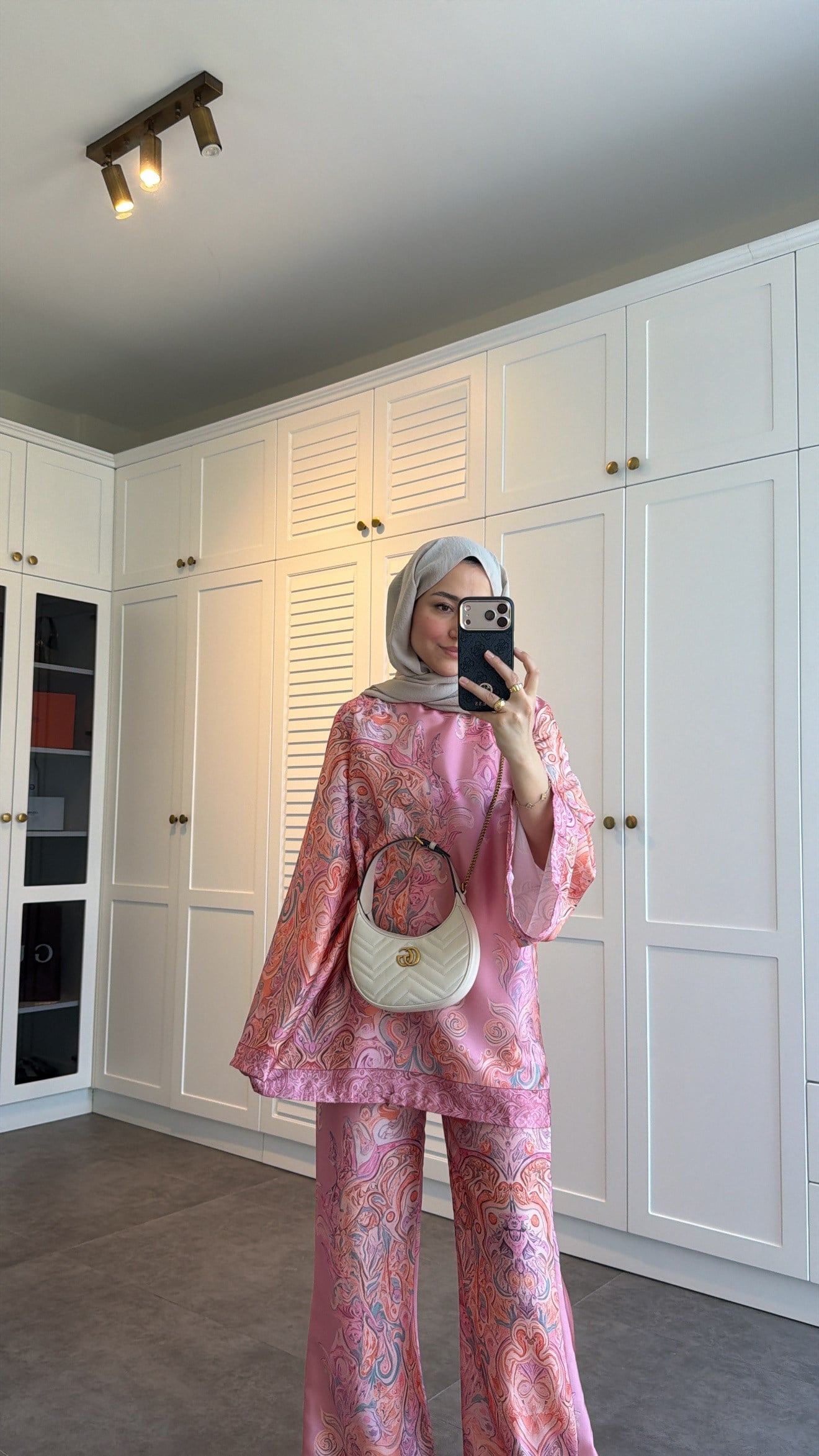 Etnik Desen Saten  Takım Pembe 