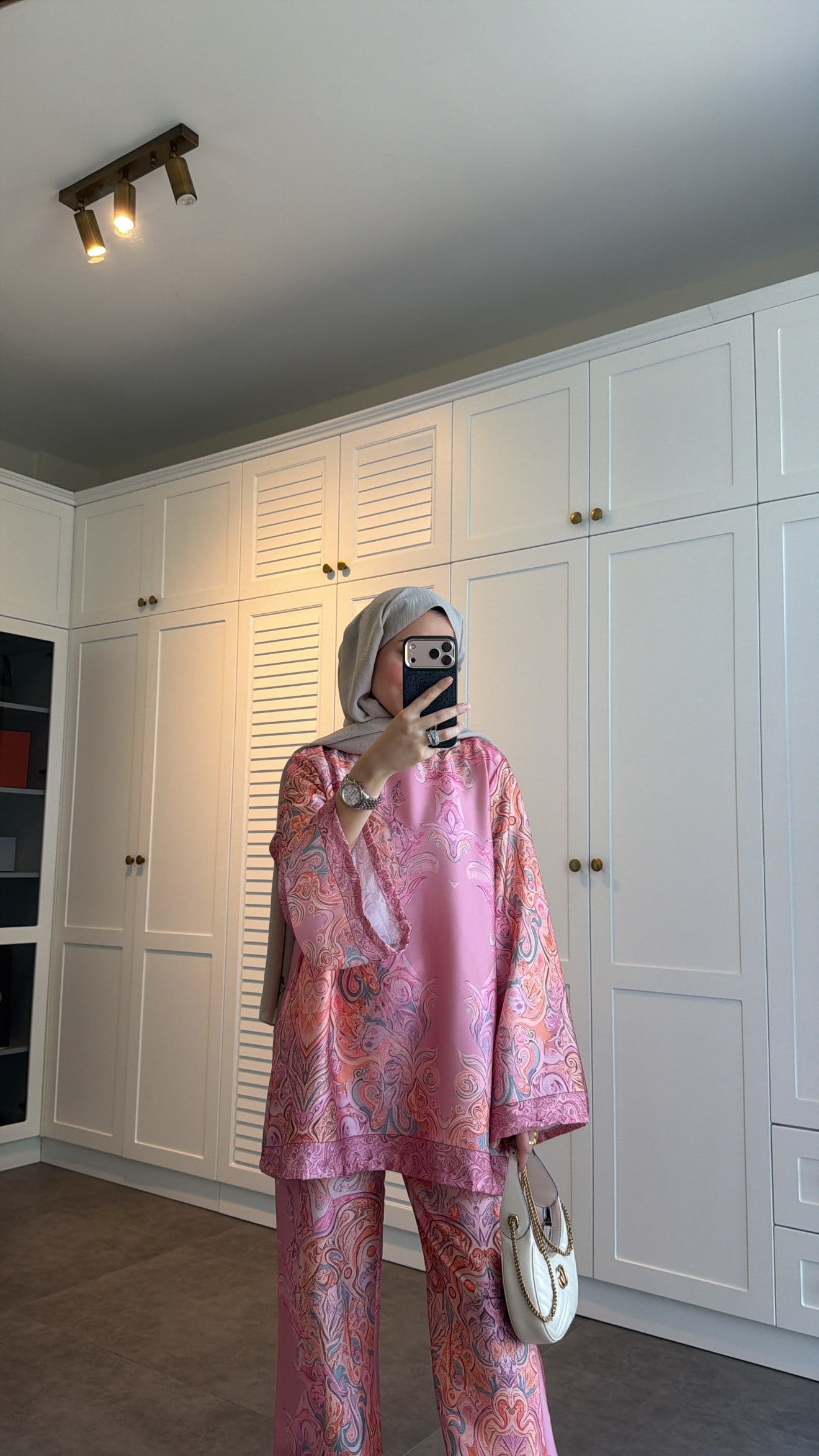 Etnik Desen Saten  Takım Pembe 