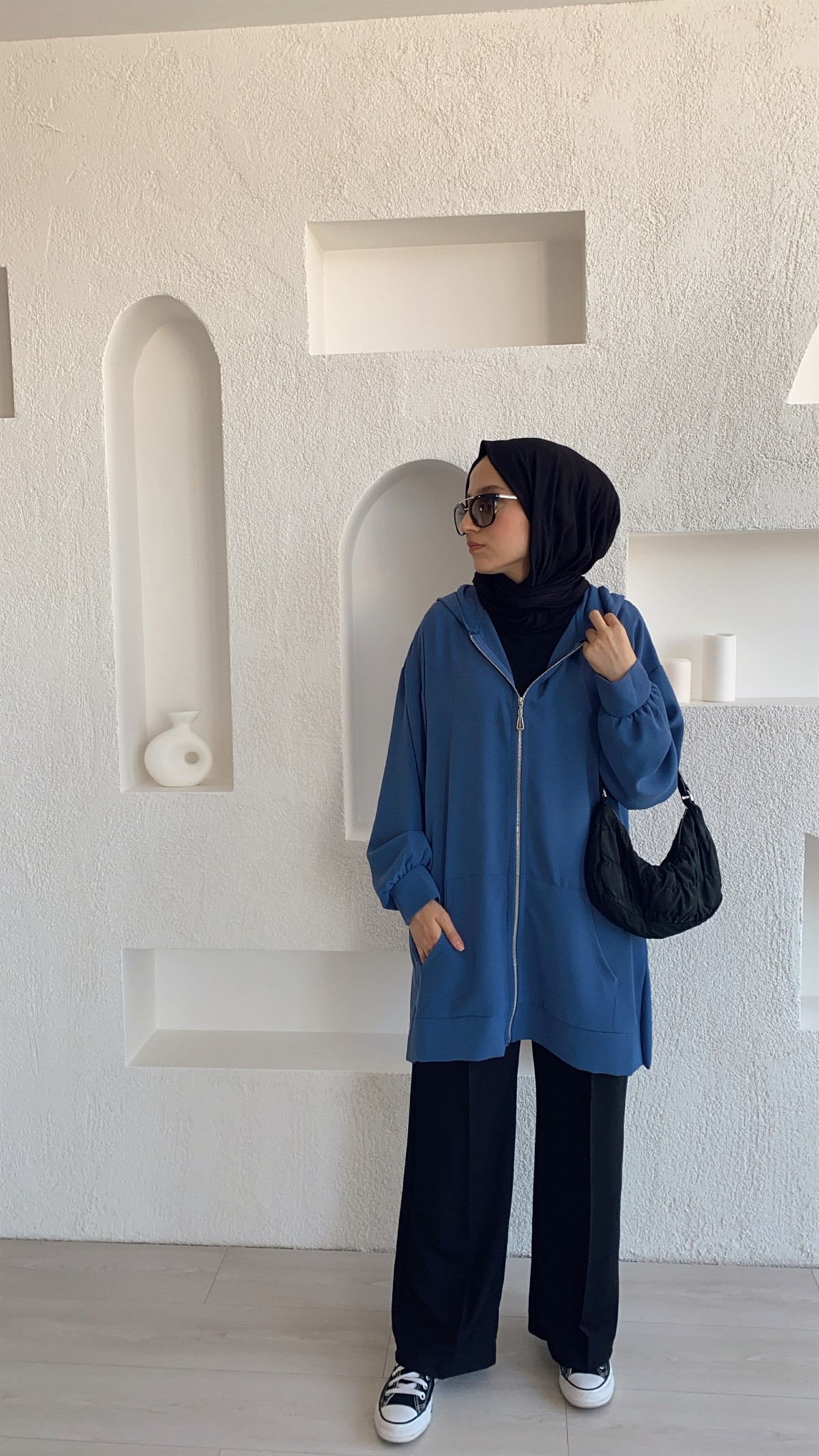 Fermuarlı Uzun Hırka