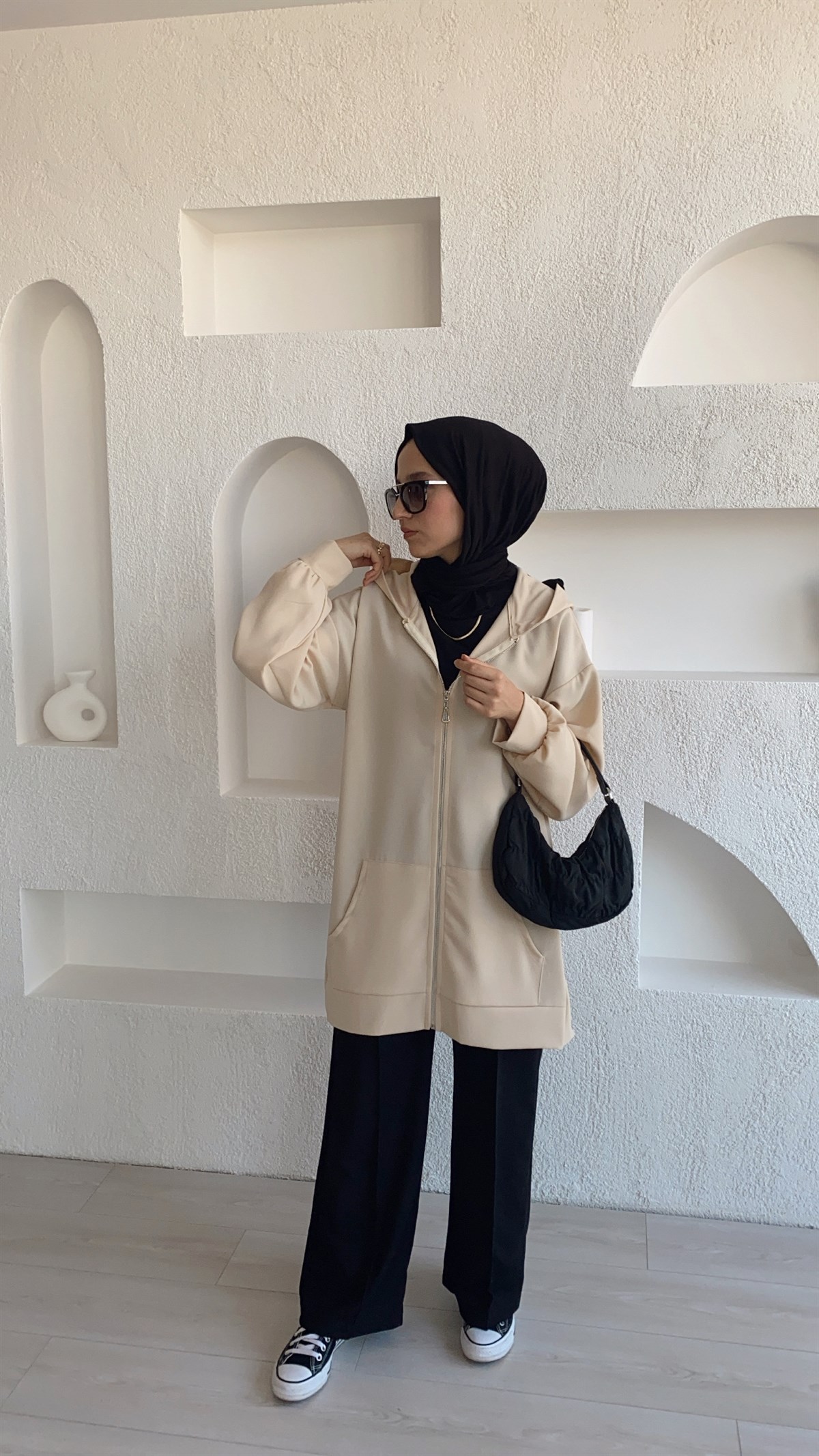 Fermuarlı Uzun Hırka